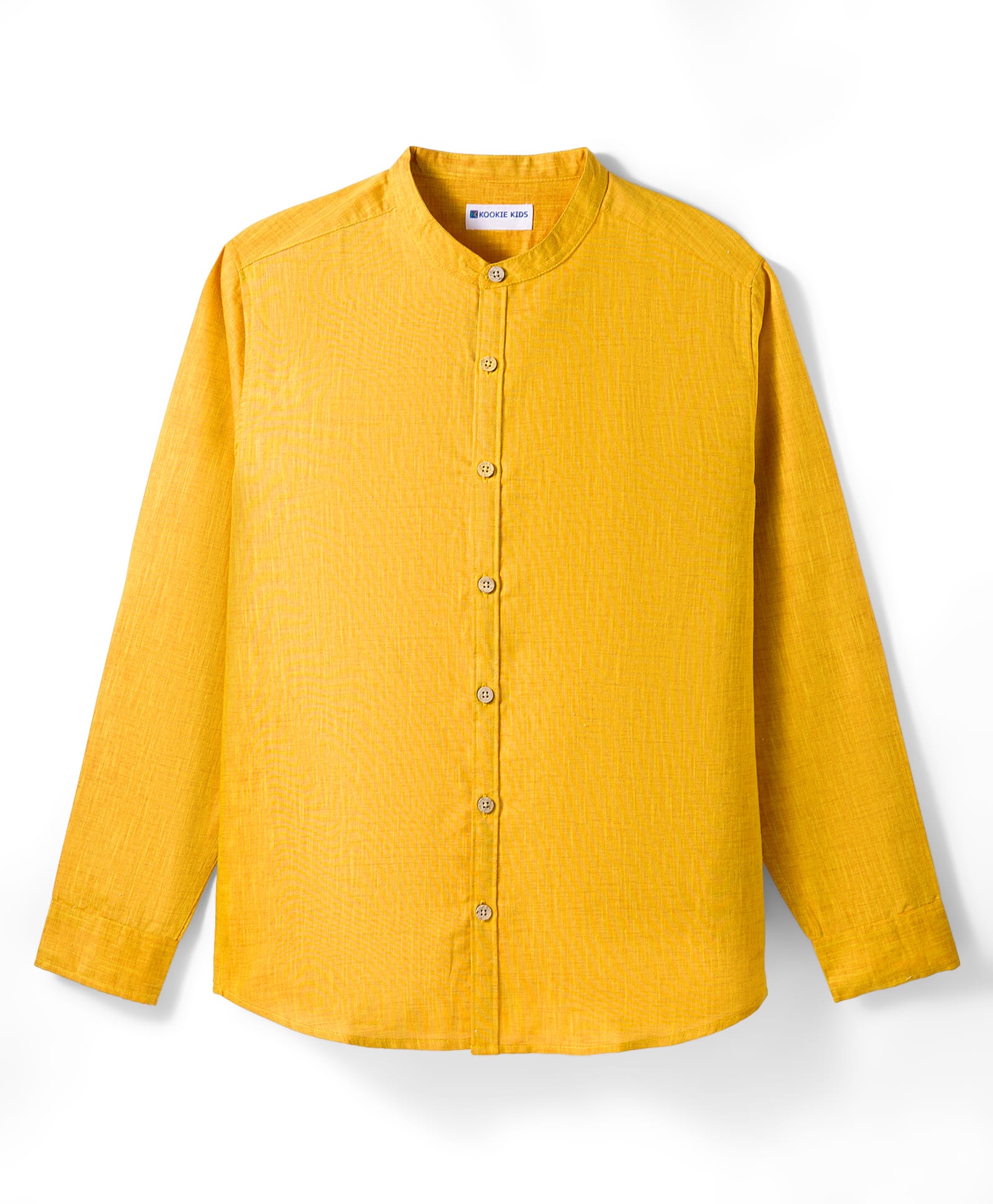 kookie kids india Kookie Kids Cotton Woven Full Sleeves Solid Color Shirt - Yellow-picture-35