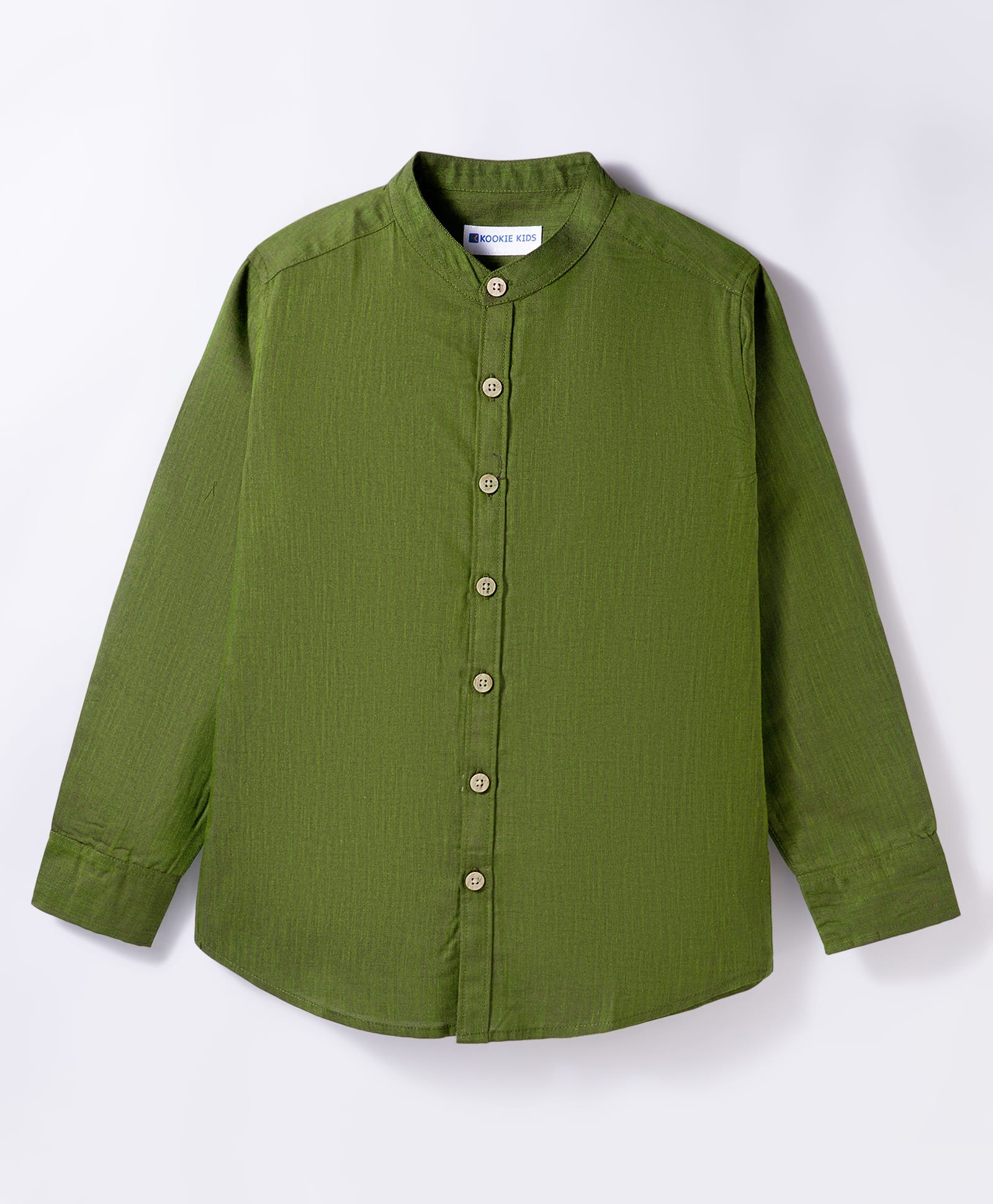 kookie kids india Kookie Kids Cotton Woven Full Sleeves Solid Color Shirt - Olive Green-picture-36
