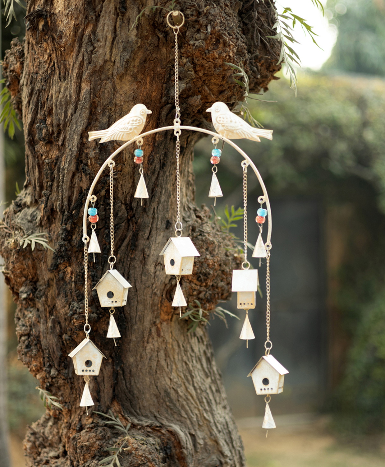 DULI Metal Hanging Decorative Evil Eye Bell Wind Chime for Home Entrance 23 Inch, for Home Decoration-image-3