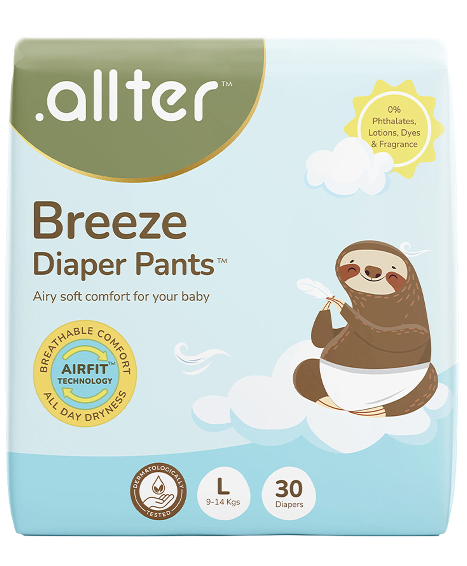 Allter Breeze Baby Diaper Pants | L Size (9-14 Kgs) | 30 Count | 12h Dryness| Super Soft | AirFit Technology for Breathable Comfort | Dermat Tested-image-29