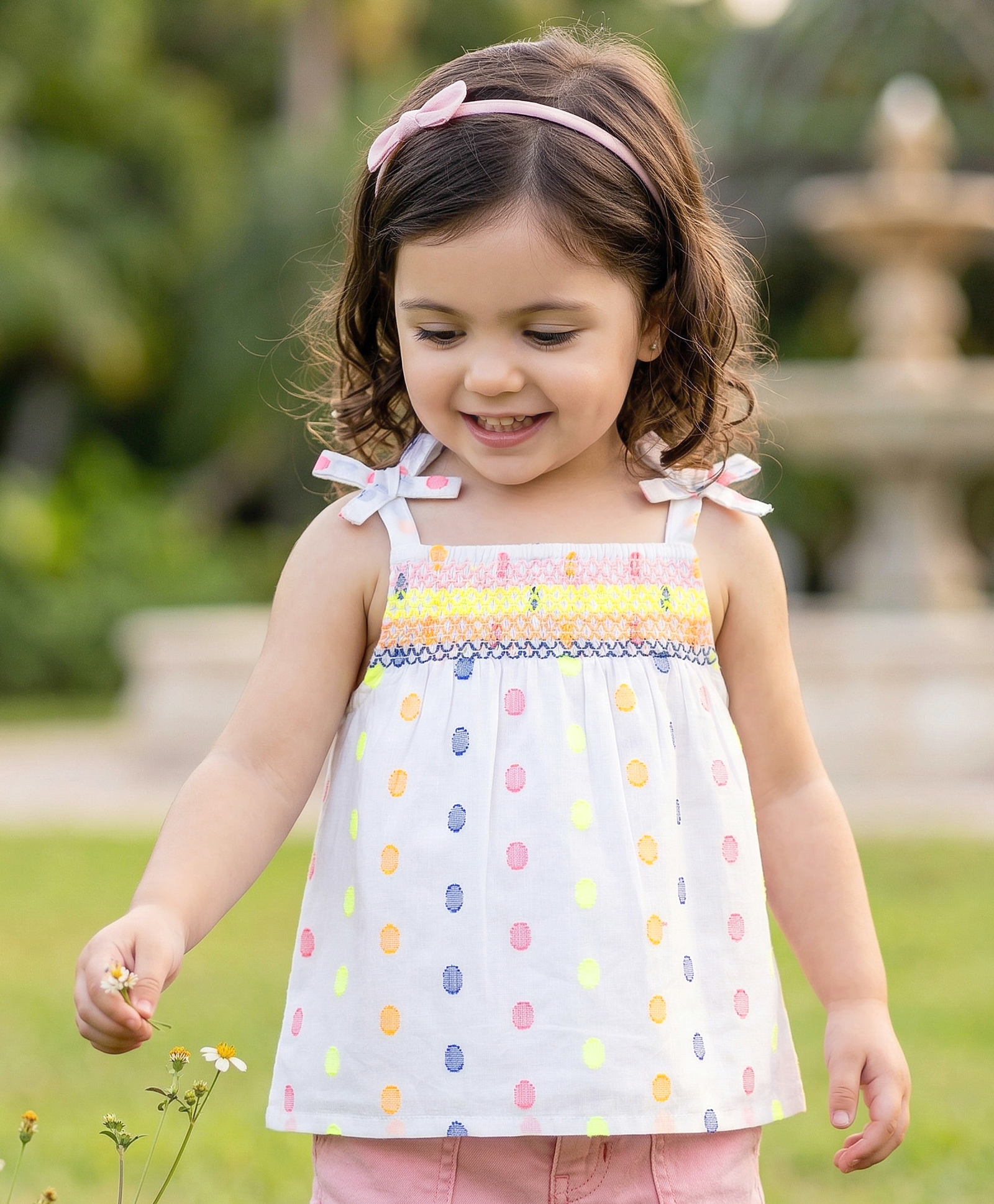 Babyoye Cotton Woven Sleeveless Smocked Top - White-image-6