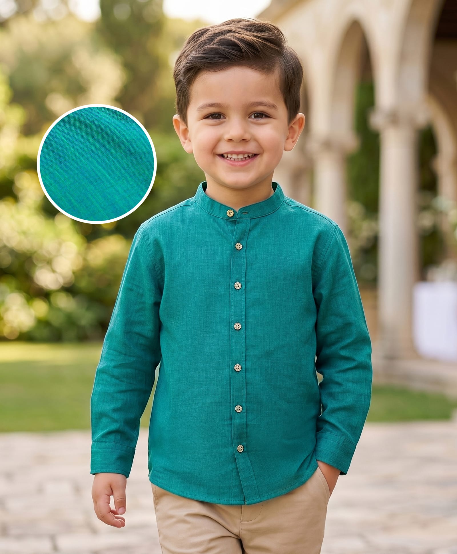 kookie kids india Kookie Kids Woven Full Sleeves Solid Shirt - Teal Blue-picture-31