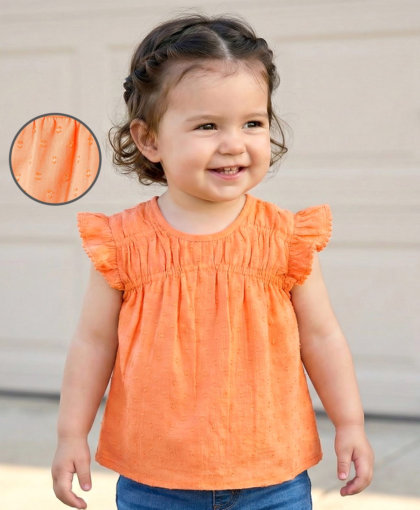 Babyoye Cotton Woven Sleeveless Solid Top - Orange-image-49