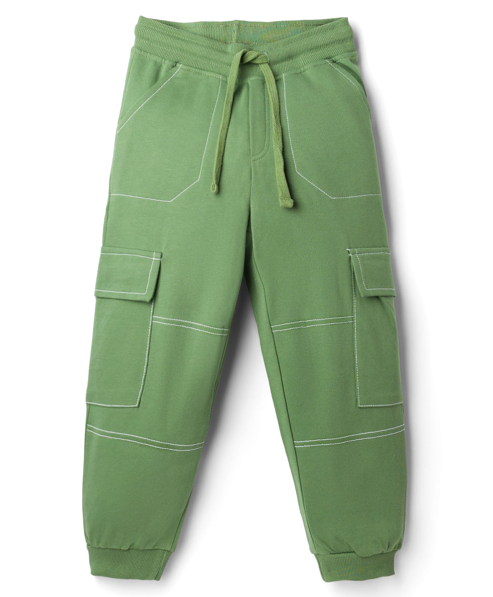 Honeyhap Premium 100% Cotton Knit Full Length Solid Colour Lounge Pant with Bio Finish & Cargo Pockets - Oil Green-picture-29