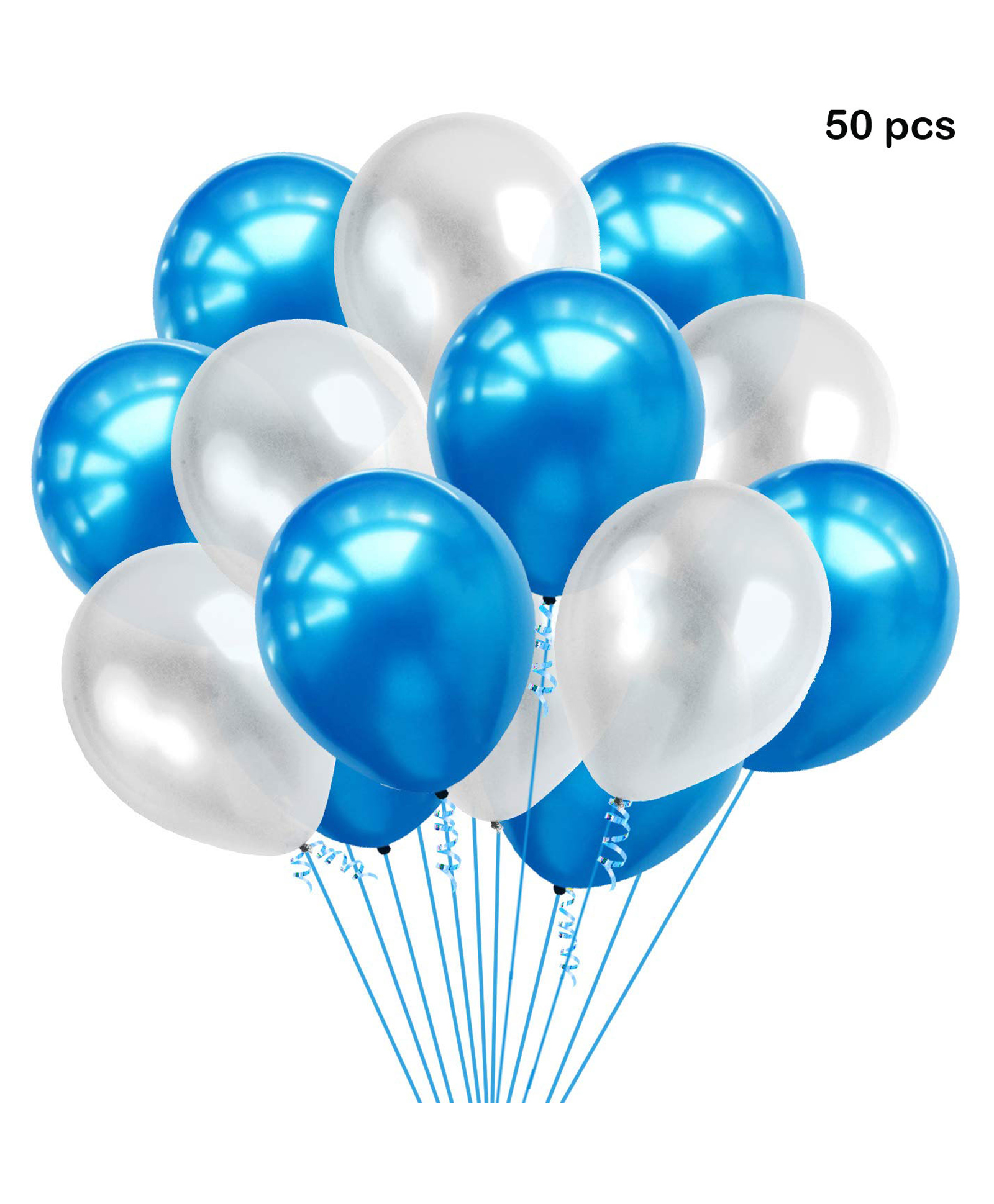 Balloon Junction Metallic Balloons Blue White - 50 Pieces-picture-28