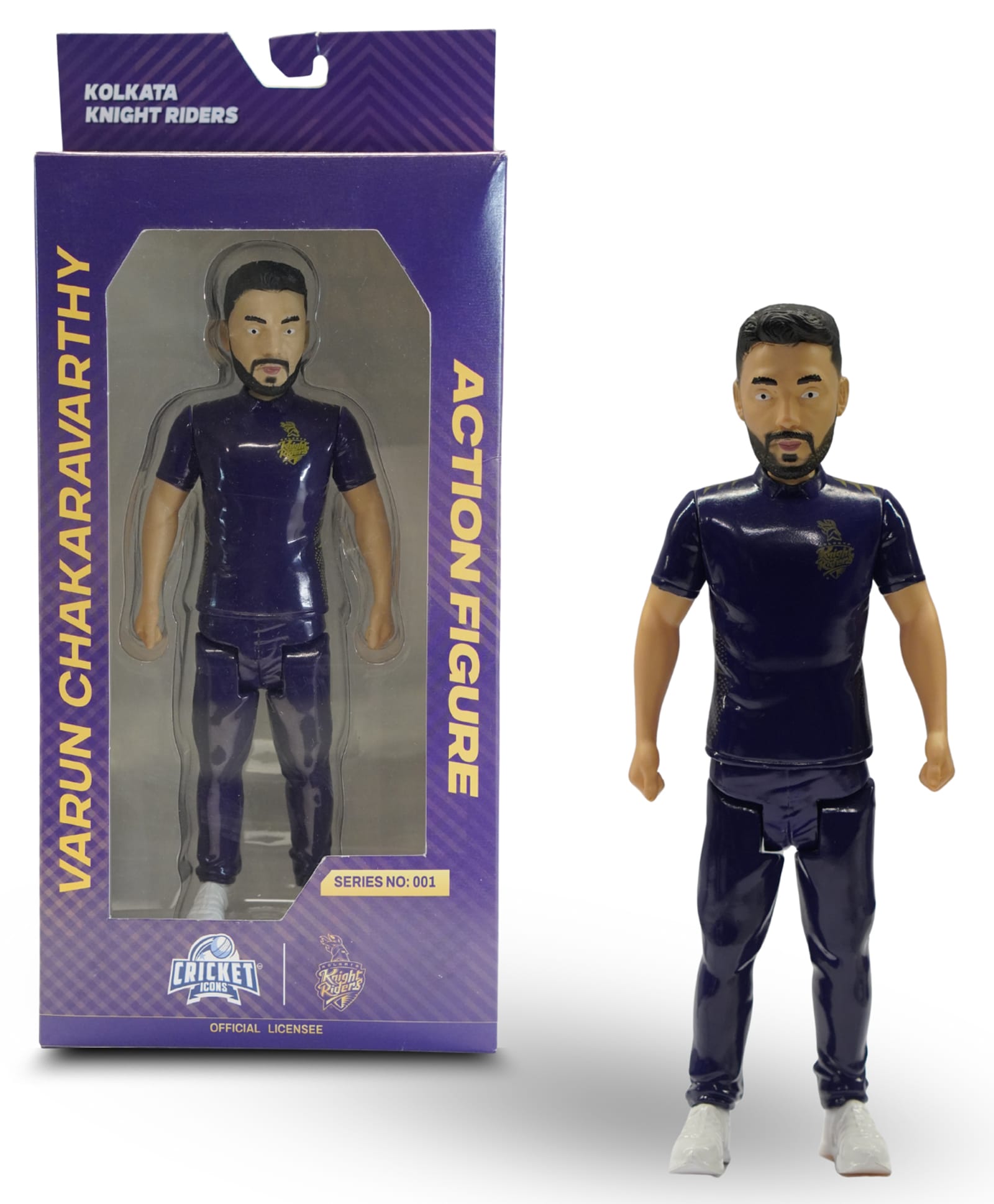 Cricket Icons - Kolkata Knight Riders Action Figures Varun Chakaravarthy 7-Inch Premium Display Figure with 360° Rotatable Head, Ideal for IPL Fans and Cricket Memorabilia Collectors-picture-27