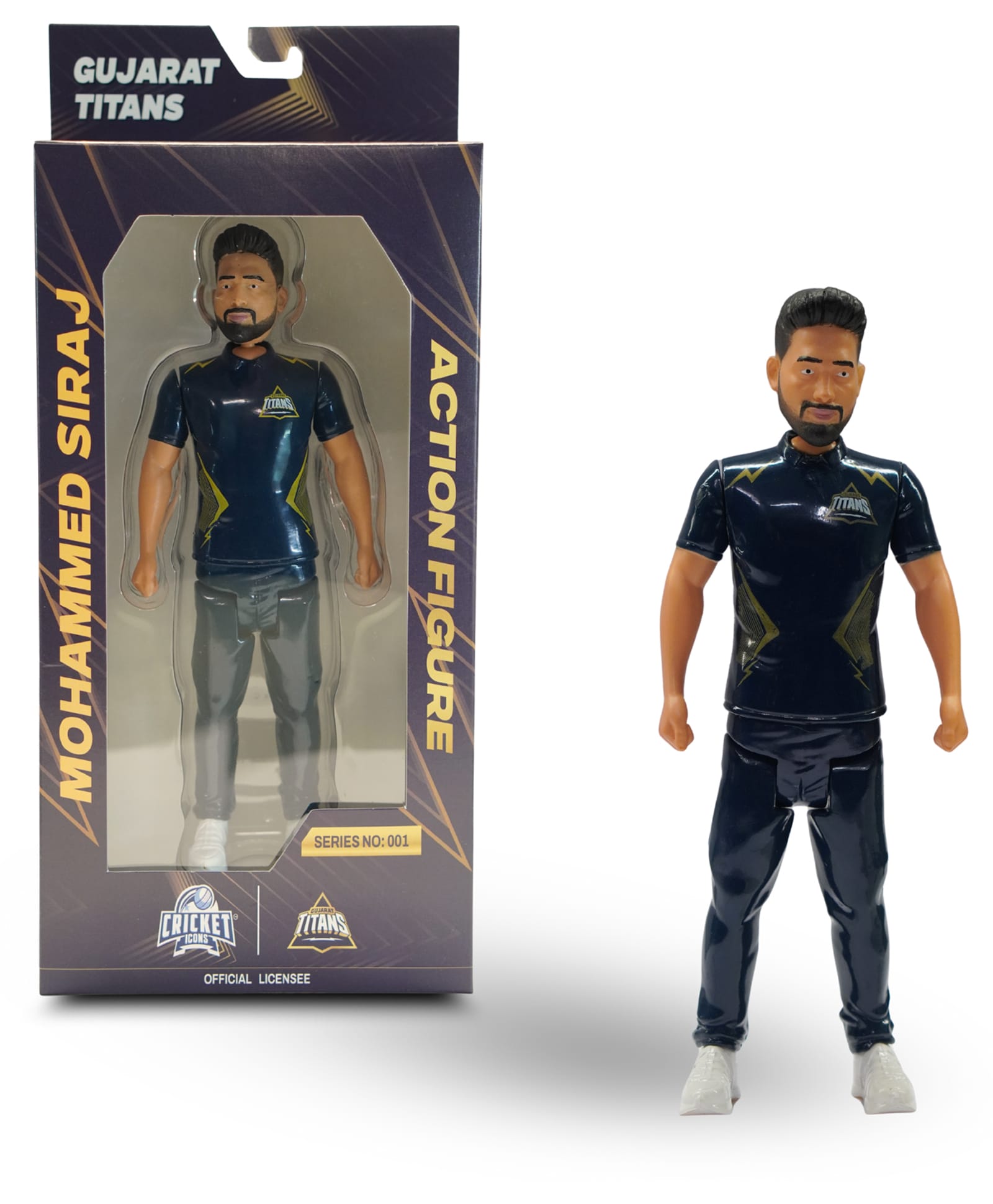 Cricket Icons - Mohammed Siraj Gujarat Titans Action figure , IPL Edition 360° Rotatable Head, GT Cricket Player for Fans & Collectors Pack of 1-picture-15
