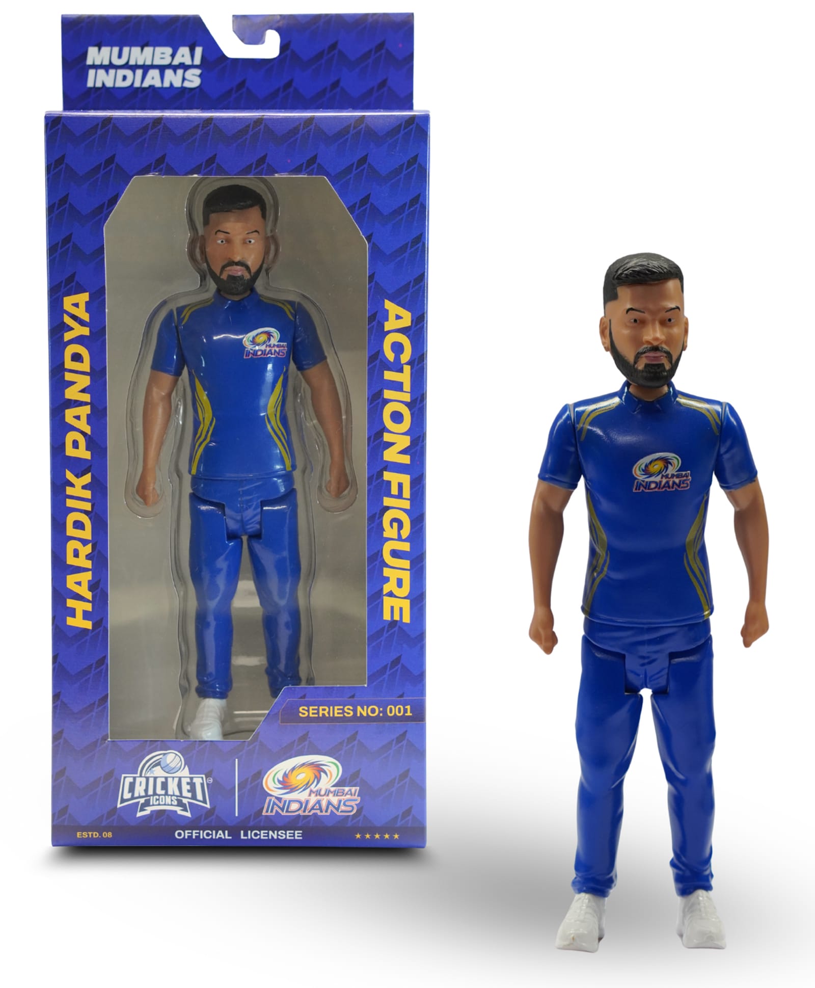 Cricket Icons - Hardik Pandya Mumbai Indians Action Figures , IPL Edition 360° Rotatable Head, MI Cricket Player for Fans & Collectors Pack of 1