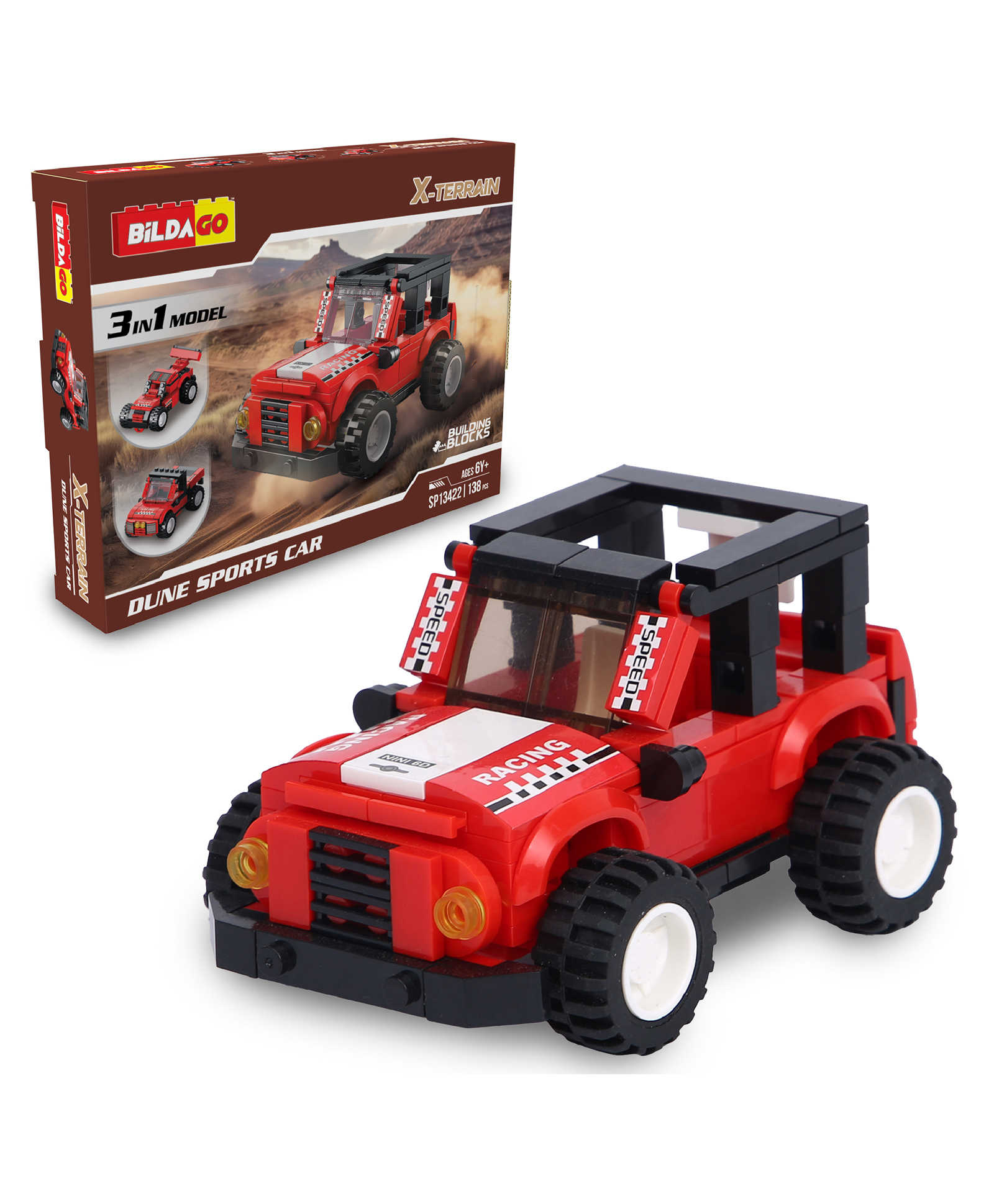 Bildago 3 in 1 Terrain Dune Sports Car 138 Pieces - SP13422-image-25