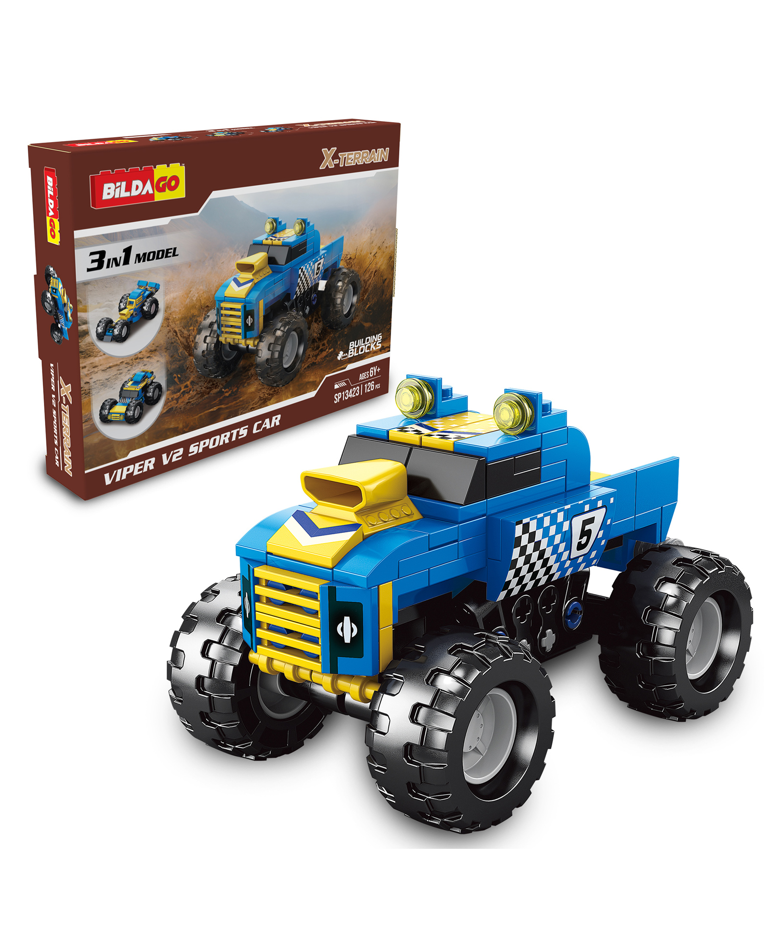 Bildago 3 in 1 X Terrain Viper V2 Sports Car 126 Pieces - SP13423-picture-13