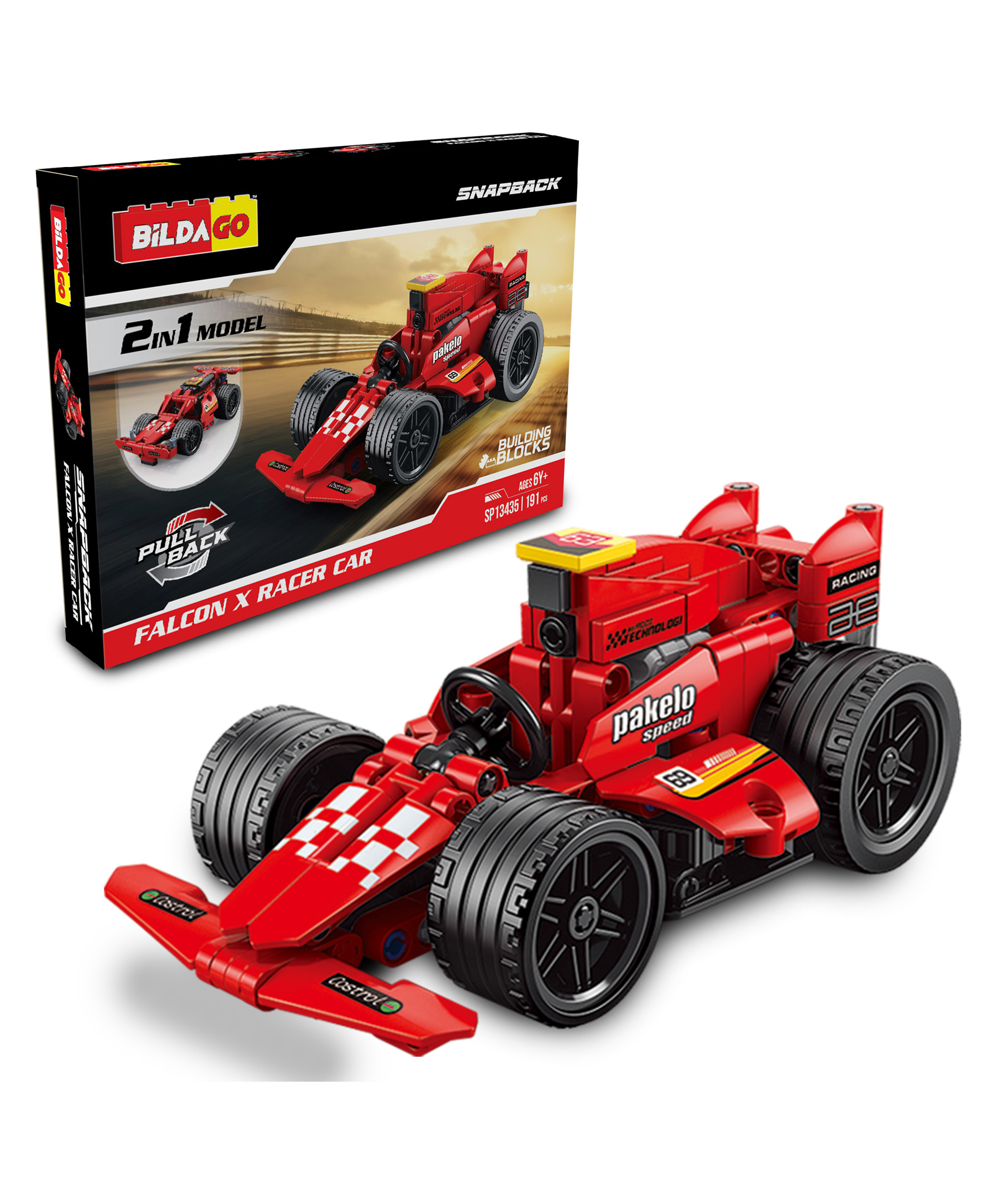 Bildago 2 in 1 Snapback Falcon X Pull Back Racer Car 191 Pieces - SP13435-picture-11