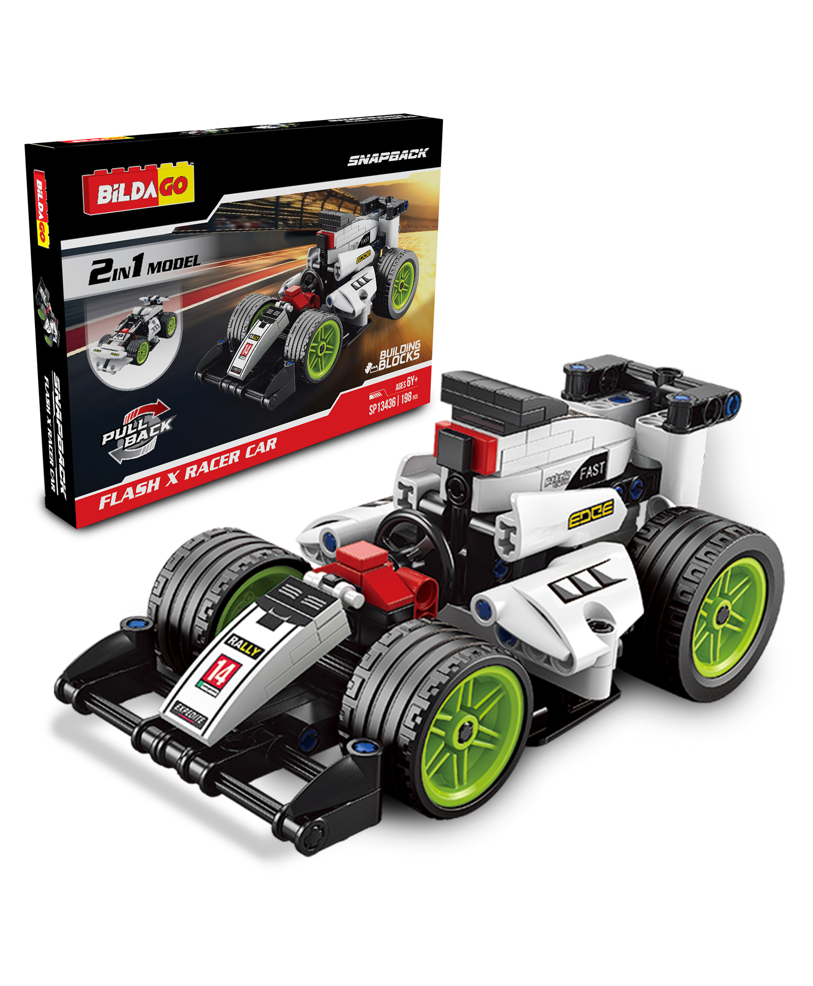 Bildago 2 in 1 Snapback Racers Flash X Pull Back Racer Car 198 Pieces - SP13436-picture-27