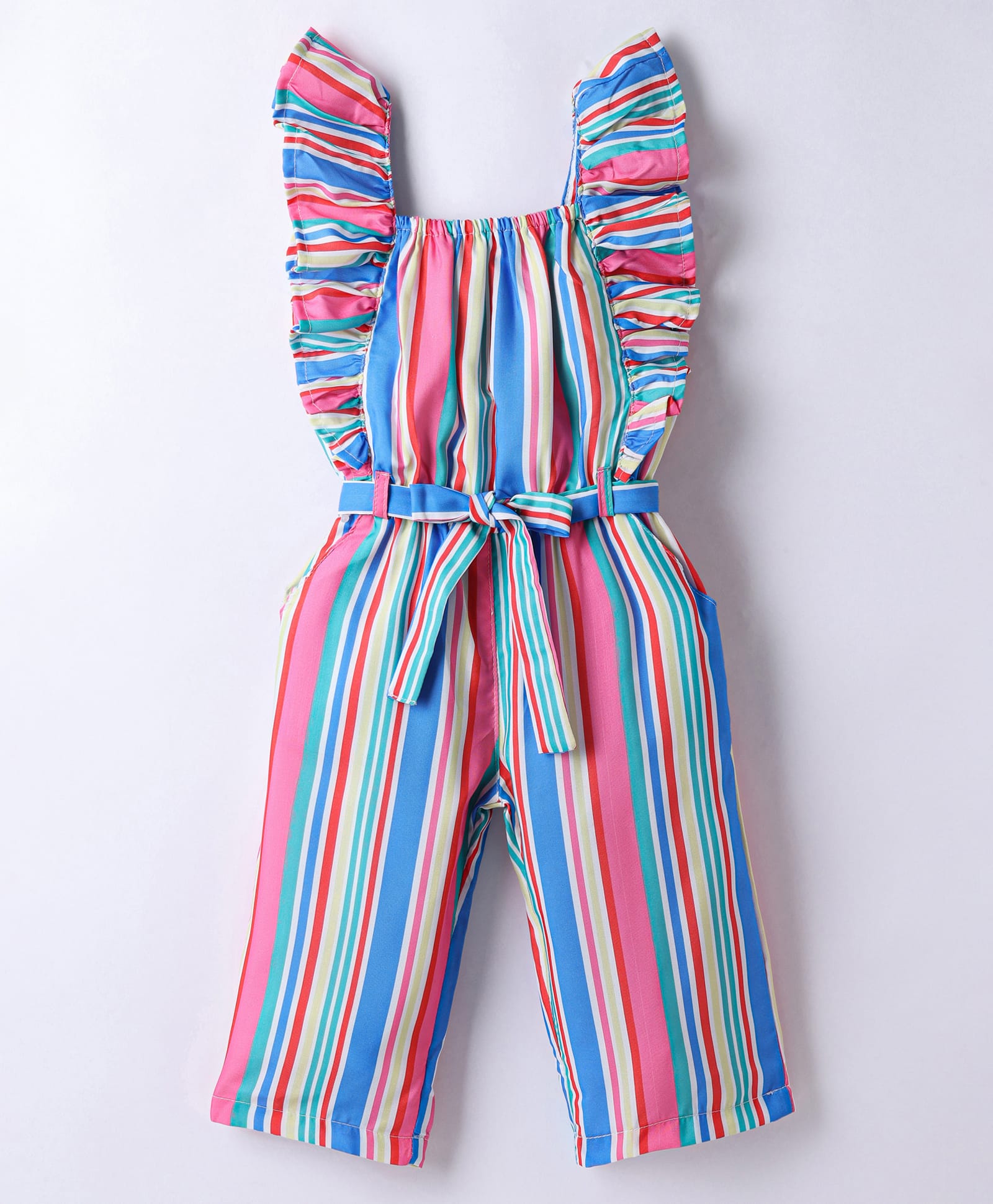 Twetoons Woven Sleeveless Striped Jumpsuit with Belt - Multicolor-image-44