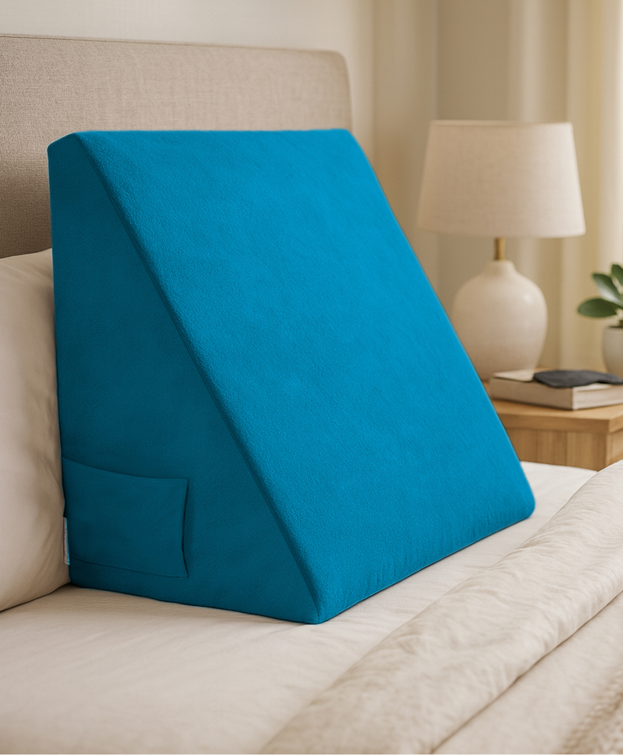 Sleepsia Wedge Pillow for Sleeping, Back Support Orthopedic Memory Foam Wedge Cushion for Back & Leg Support (Blue)-image-49