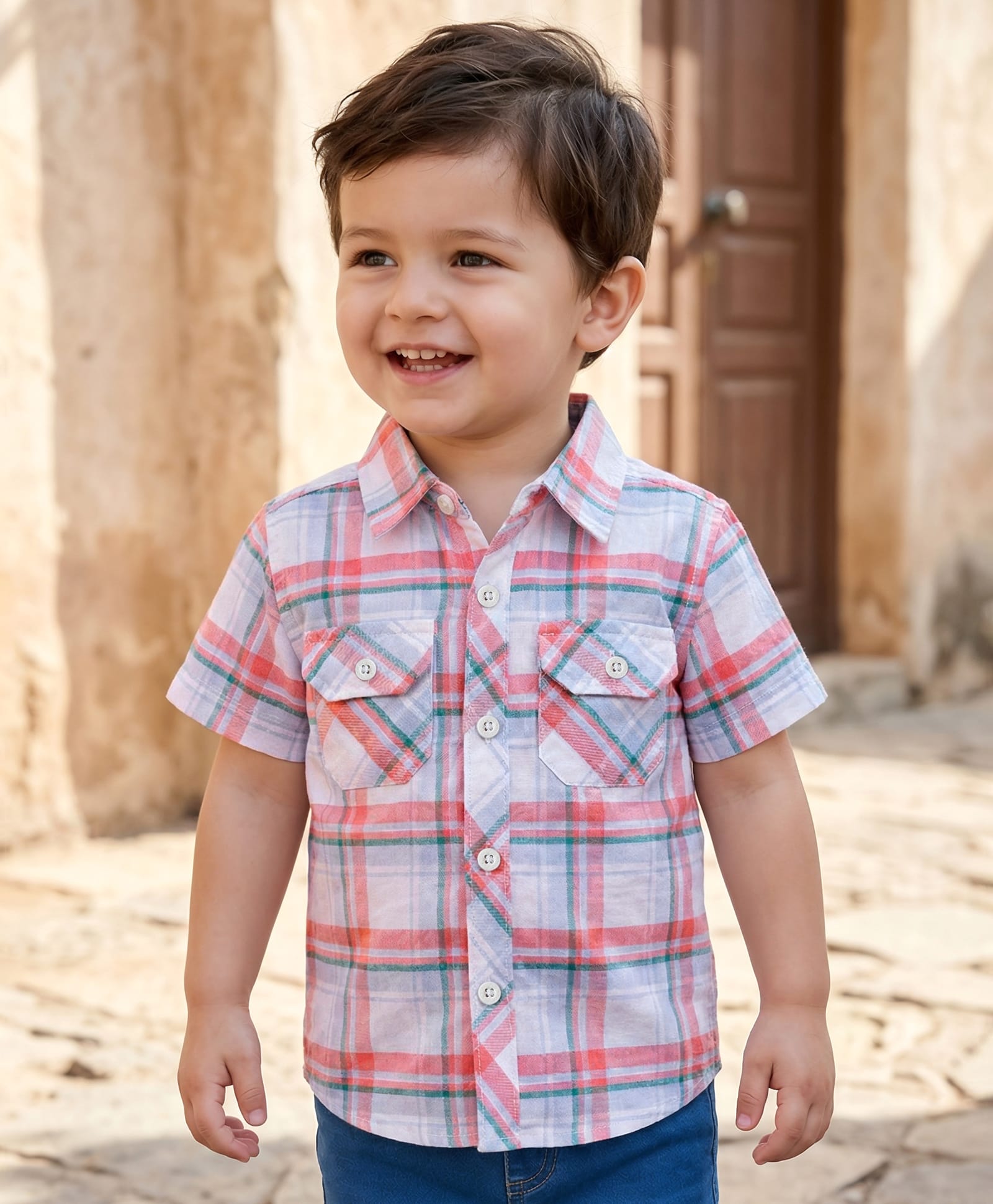 Babyhug Cotton Woven Half Sleeves Checked Shirt - Multicolor-picture-26