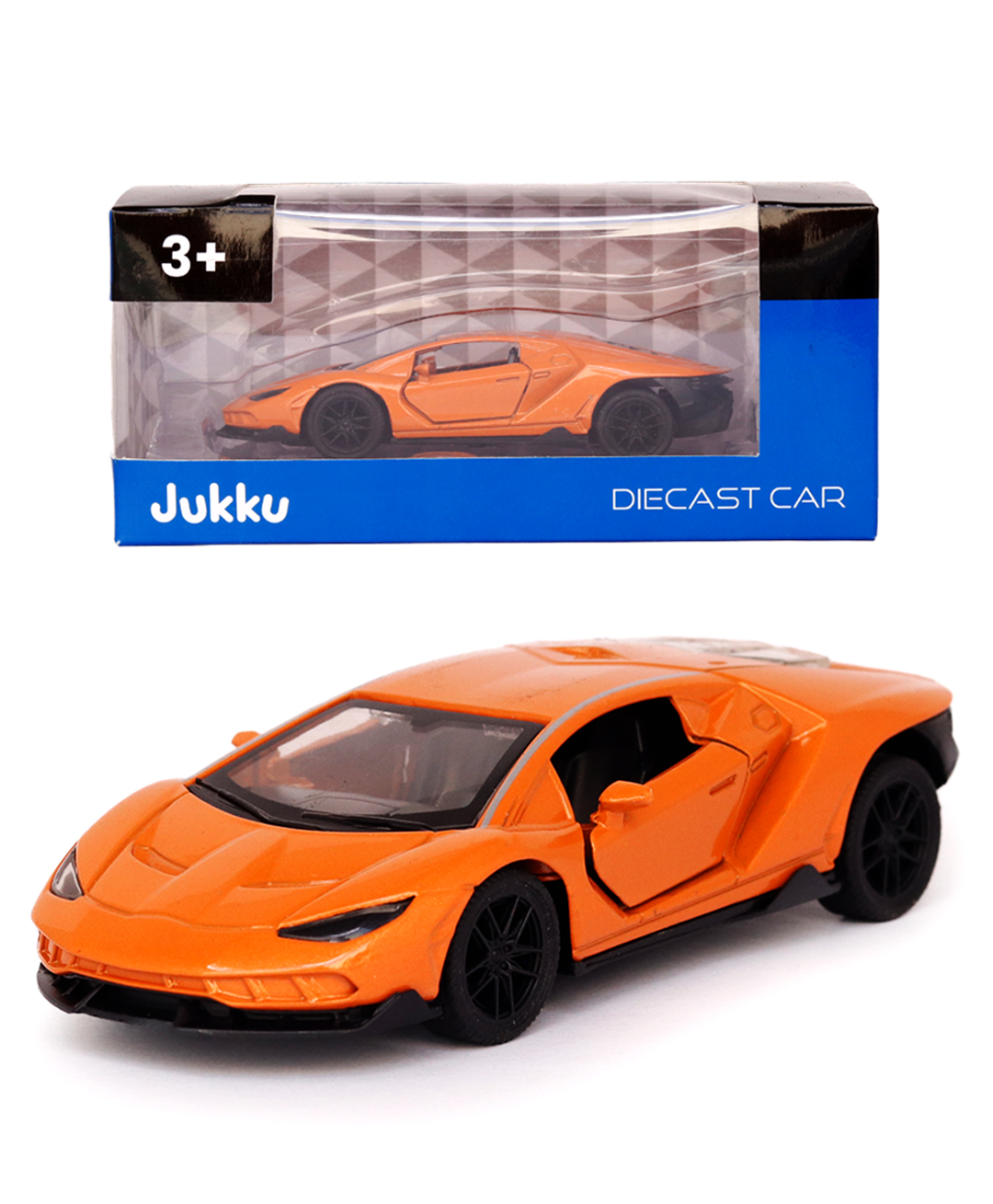 Jukku Resembling Lamborghini Aventador Diecast Car - Pullback, Openable Doors & Bonnet | 1:36 Scale - Orange-picture-17