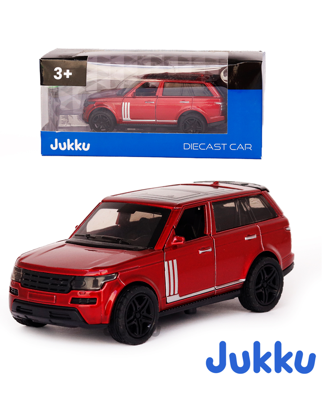 Jukku Resembling Range Rover Diecast Car, Pullback, Openable Doors & Bonnet, 1:36 Scale - Red-image-21
