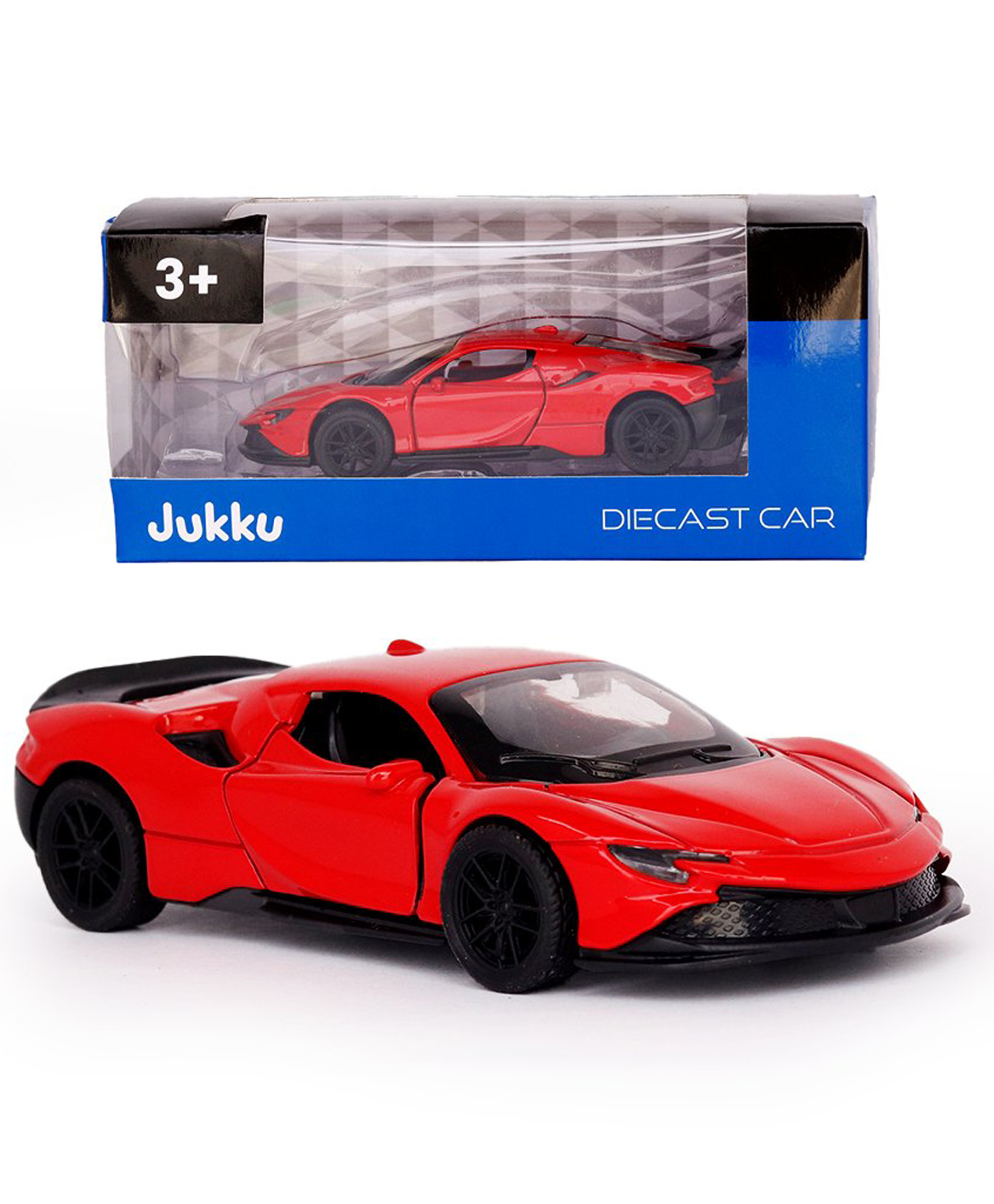 Jukku Resembling Ferrari SF90 Diecast Car Pullback, Openable Doors & Bonnet 1:36 Scale - Red-picture-27
