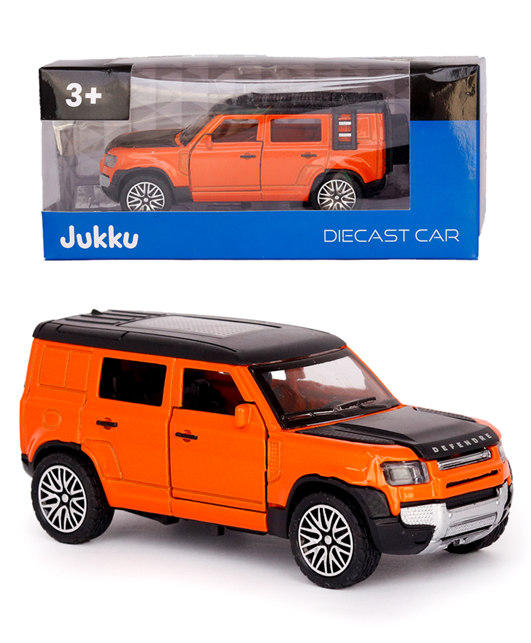 Jukku Resembling Defender Diecast Car, Pullback, Openable Doors & Bonnet | 1:36 Scale - Orange-picture-10