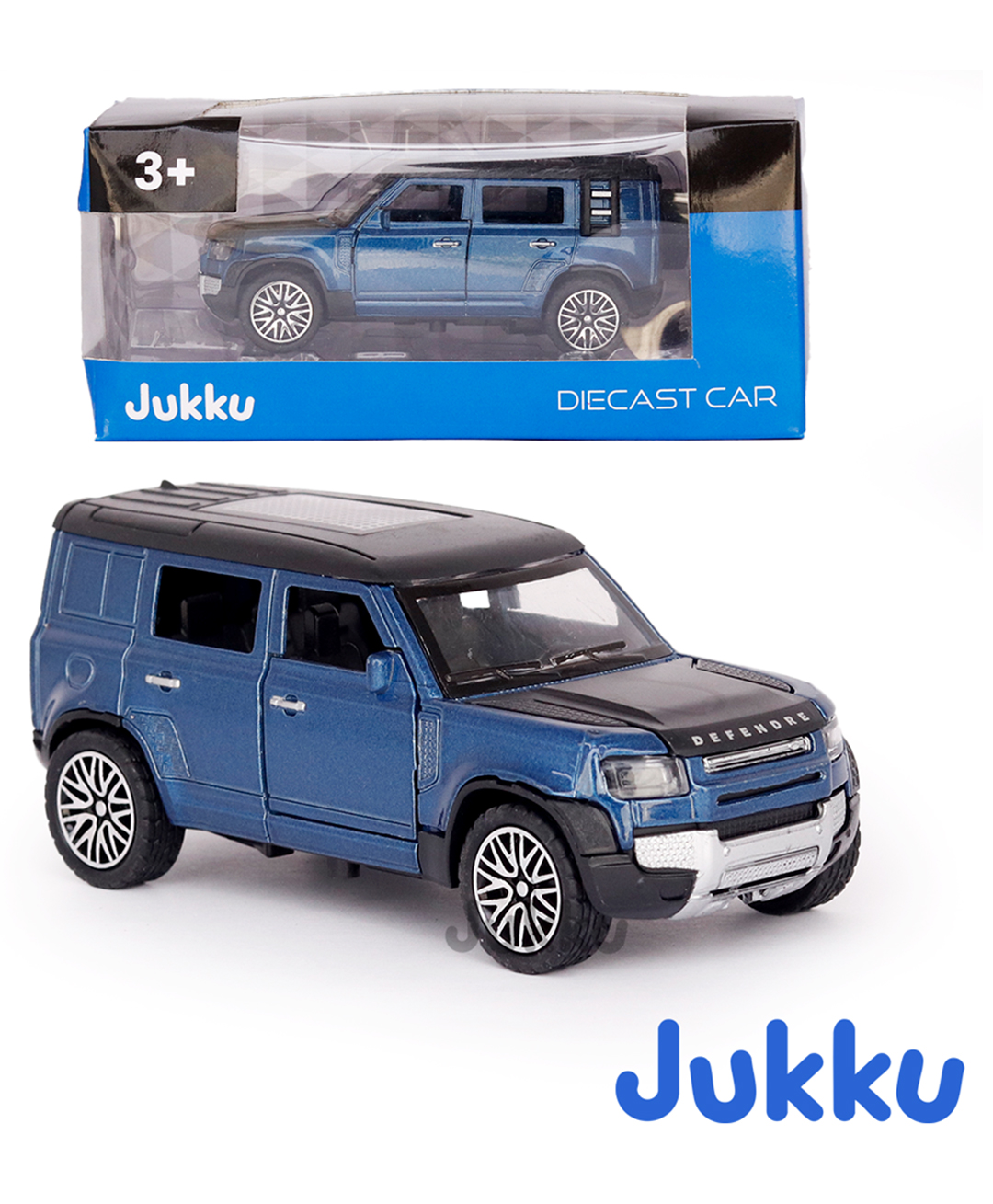 Jukku Resembling Defender Diecast Car, Pullback, Openable Doors & Bonnet, 1:36 Scale - Blue-picture-13