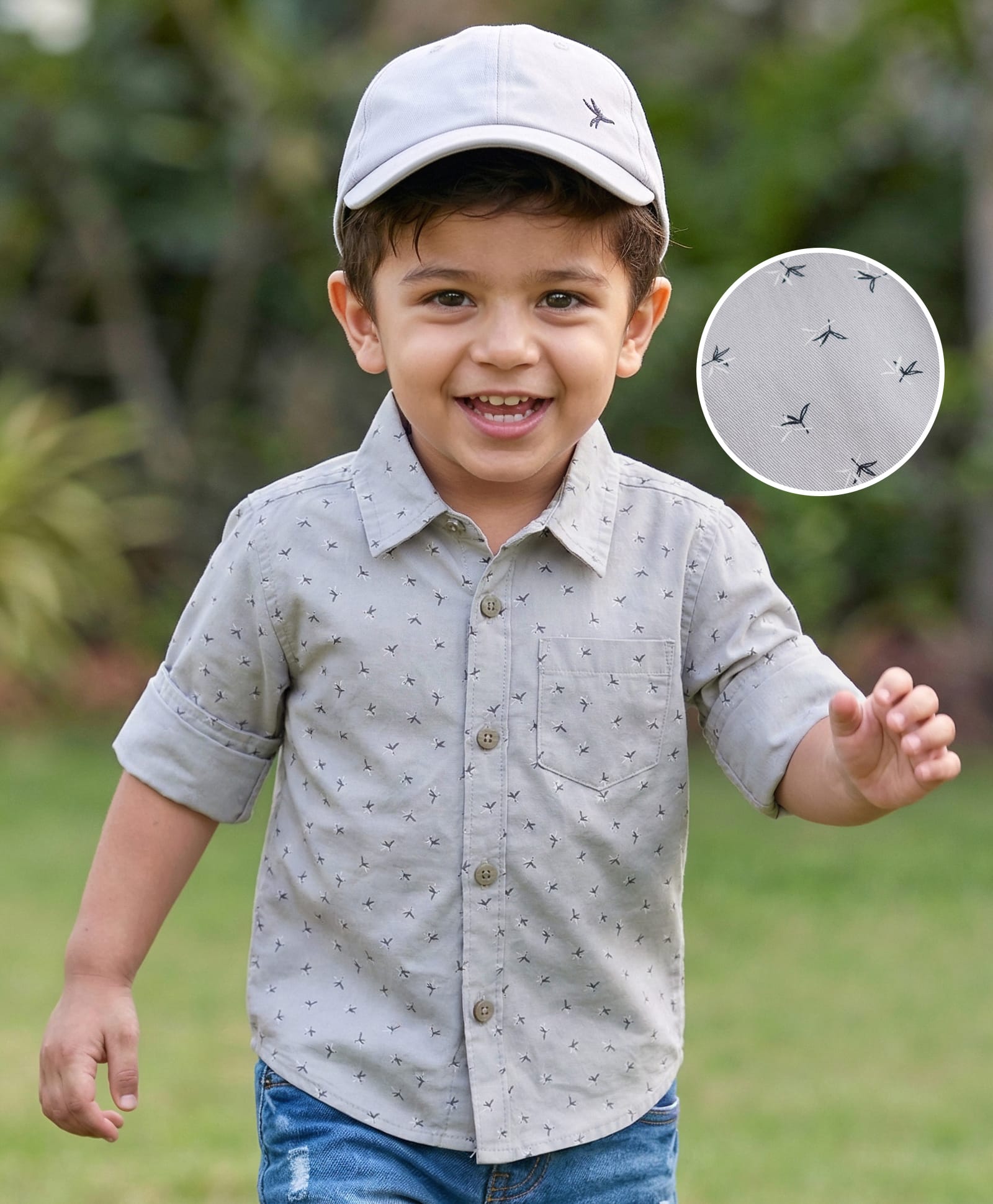 Babyhug Cotton Woven Full Sleeves Printed Shirt - Grey-picture-18