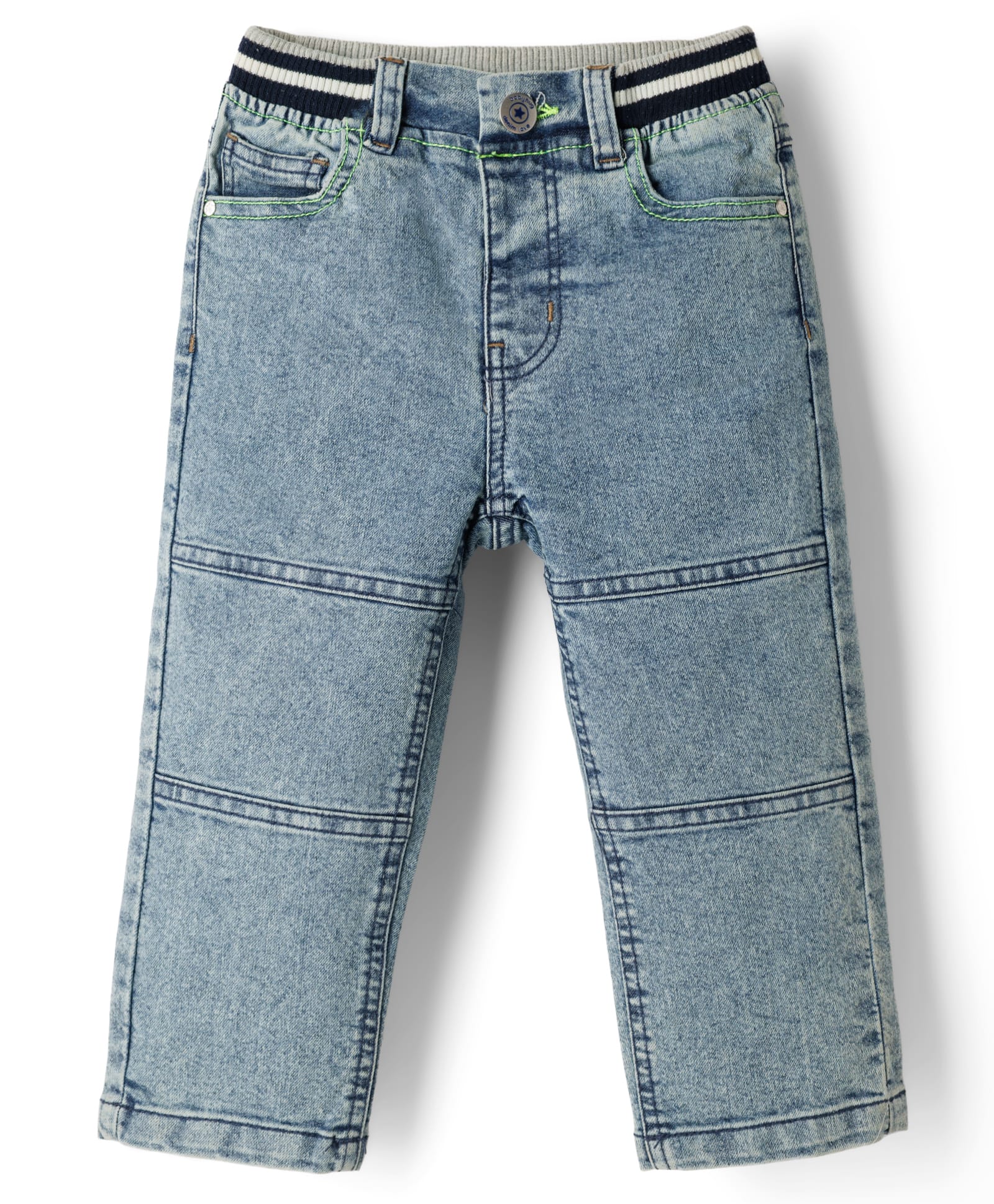 Babyhug Full Length Cut & Dew Washed Denim Jeans with Stretch - Blue-picture-25