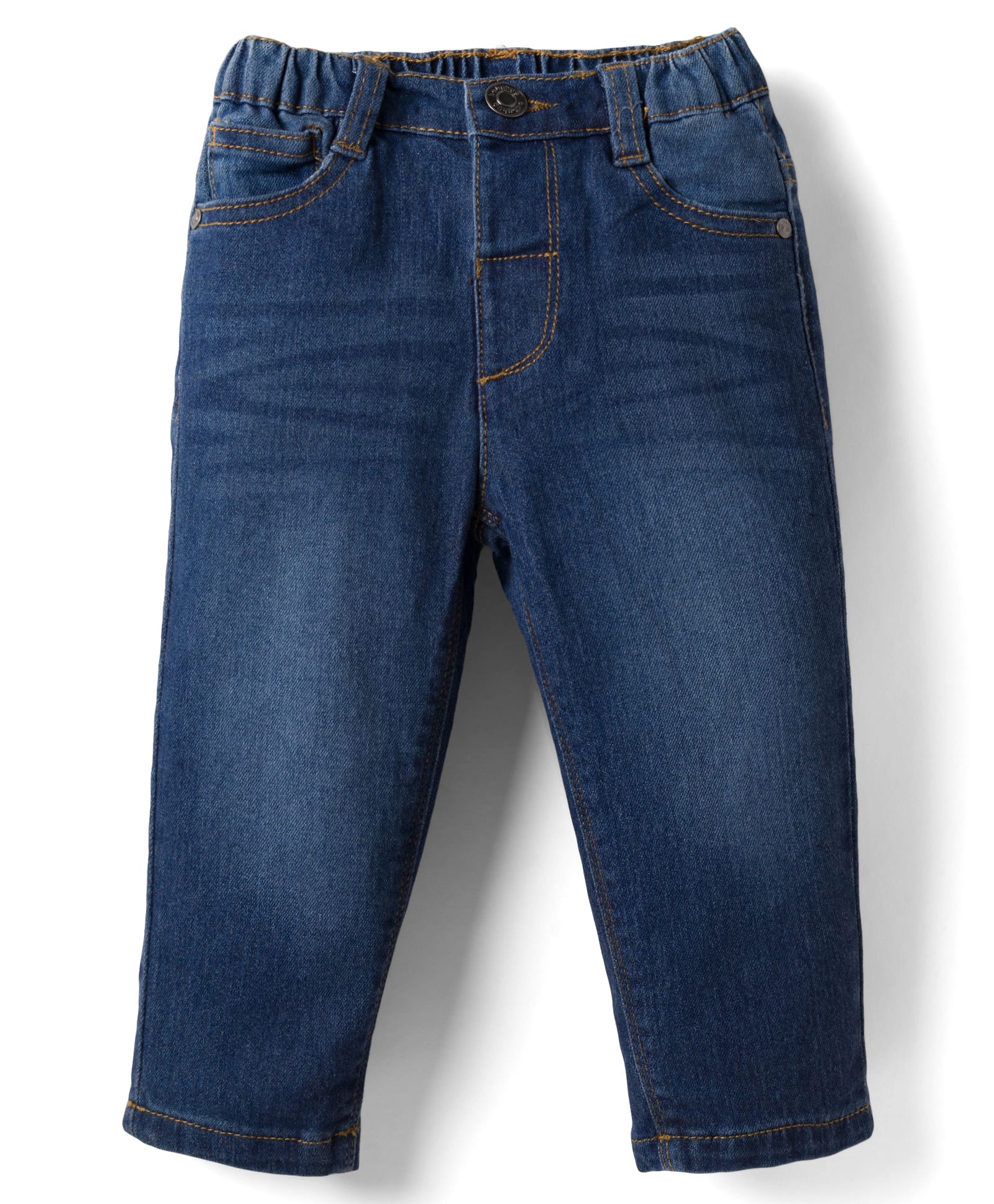 Babyhug Full Length Washed with Stretch Denim Jeans - Navy Blue