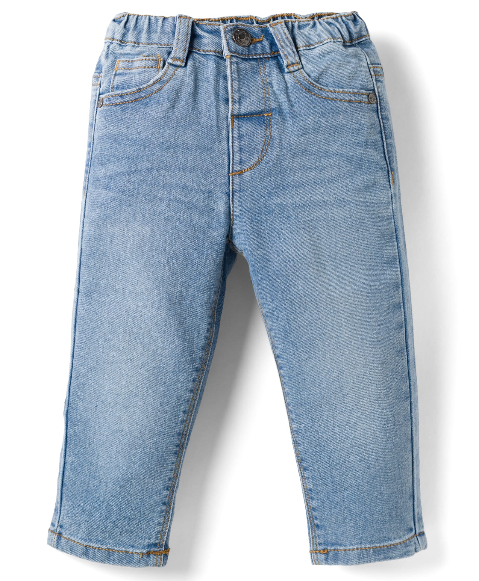 Babyhug Full Length Solid Color Denim Jeans with Stretch - Light Blue-picture-37