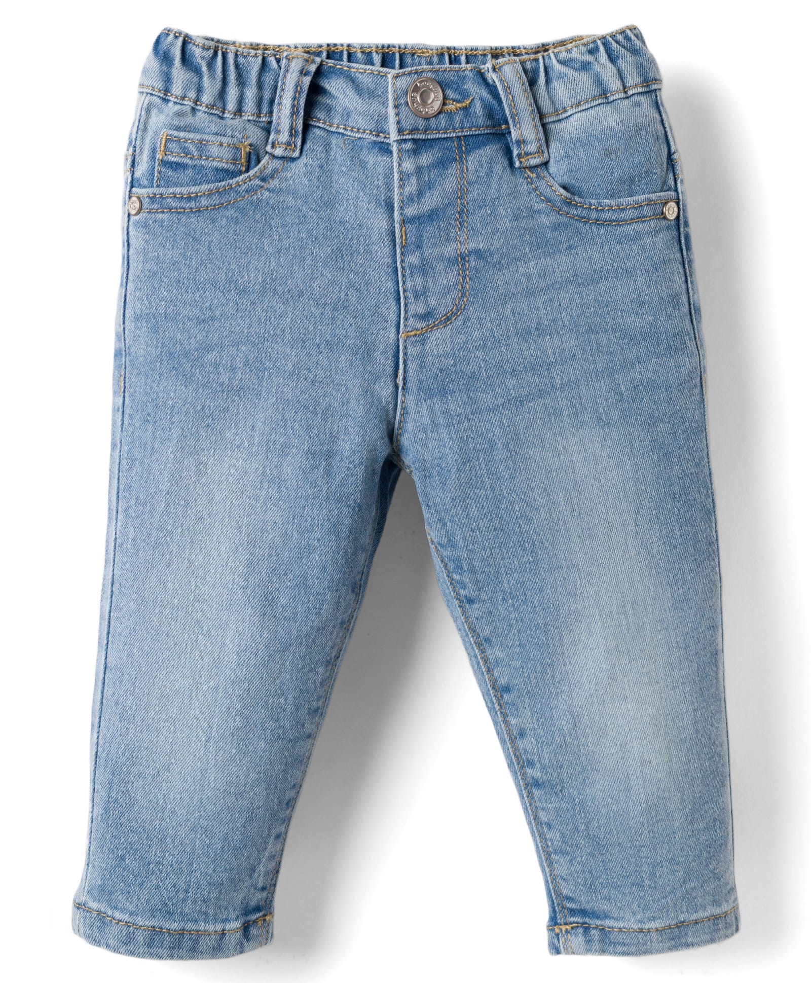 Babyhug Full Length Washed Denim Jeans with Stretch - Light Blue-picture-16