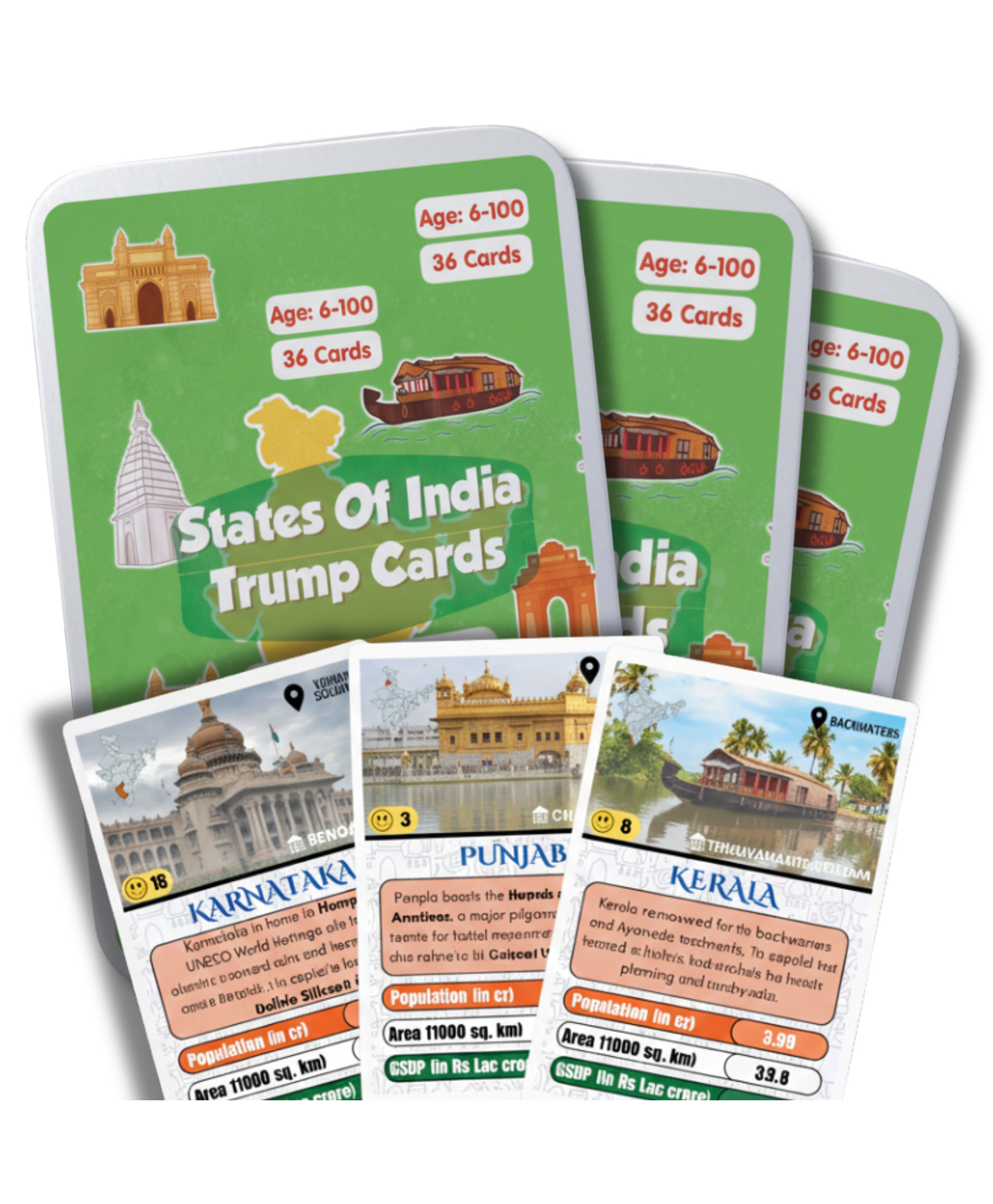 CocoMoco Kids States of India Trump Cards Game for Kids, Learning Game and Educational Toy, Birthday Return Gift for Kids Ages 6-12 Year Old Boys and Girls(Pack of 3)-image-32