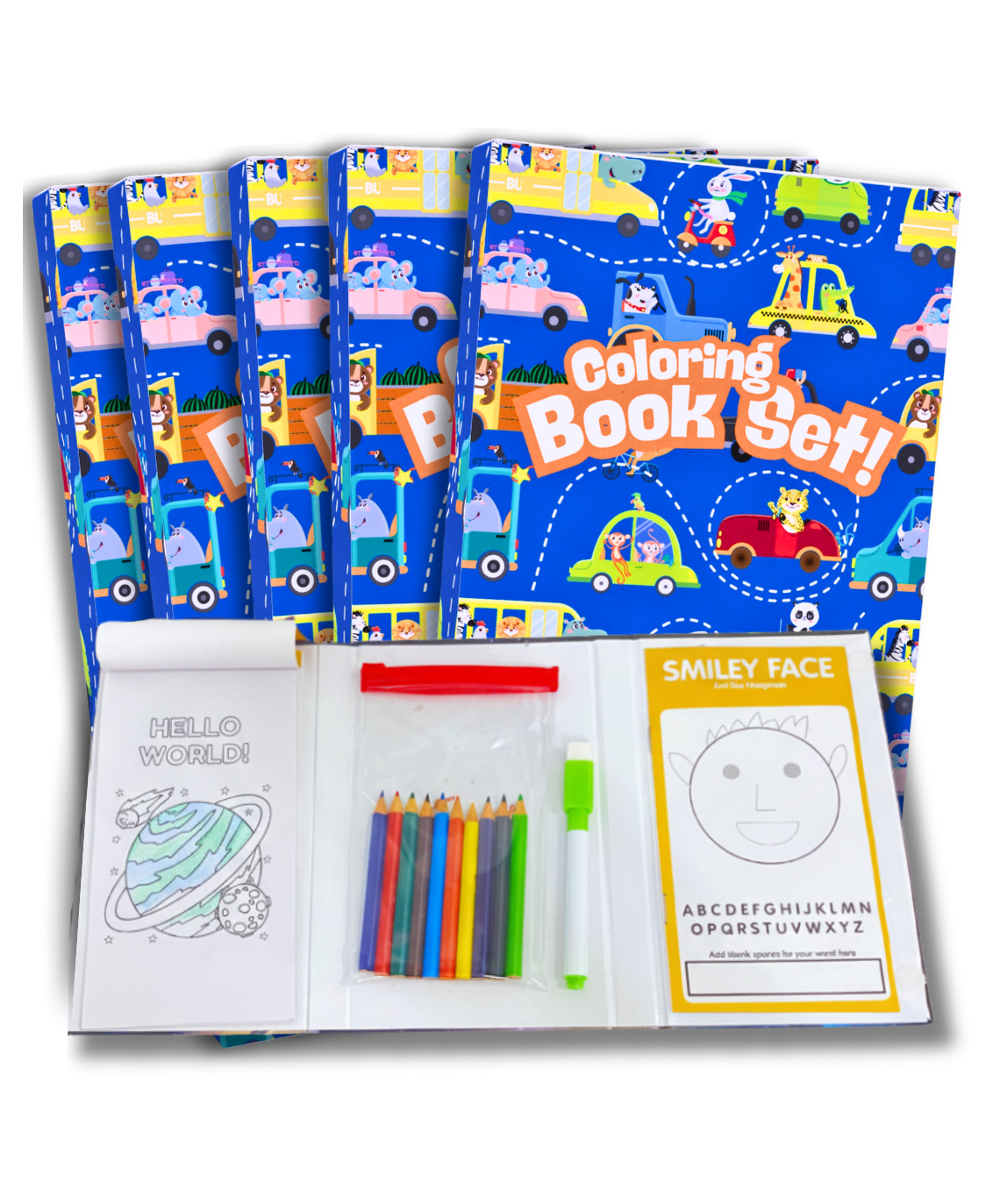 CocoMoco Kids 4 in 1 Car Theme Colouring Book Set - Art and Craft Kit for Boys and Girls - Colouring, Games, Gift for Boys, Girls Age 4-9 Year Old, Return Gift for Kids Birthday Party (Pack of 5)-picture-27