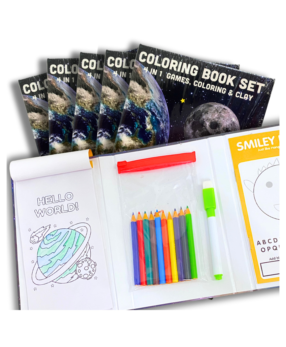 CocoMoco Kids 4 in 1 Solar System & Planets Colouring Book Set - Art and Craft Kit for Kid - Colouring, Games, Clay, Gift for Boys, Return Gift for Kids Birthday Party (Pack of 5)-image-22