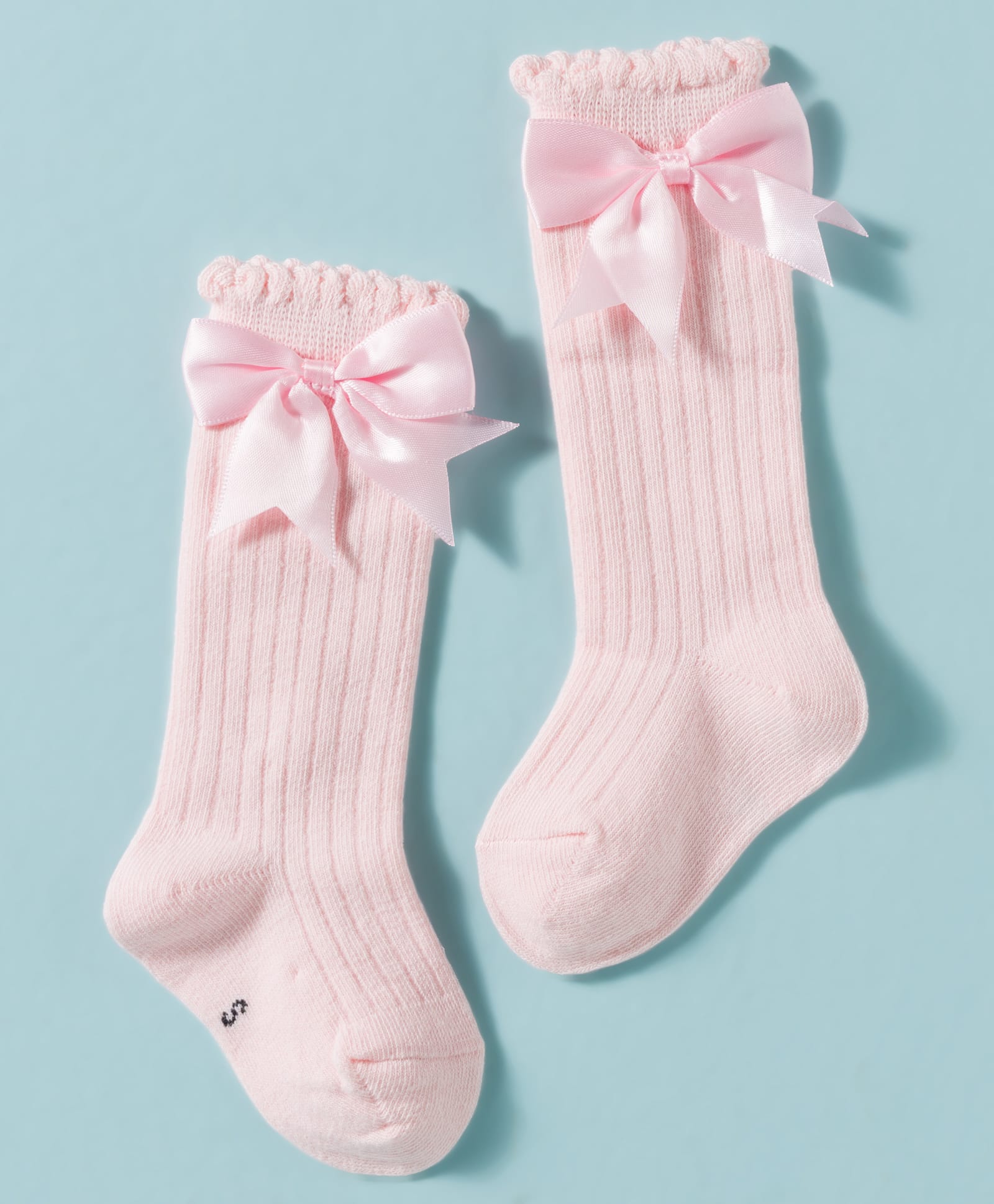 Cute Walk by Babyhug Non Terry Knit Calf Length Solid Party Socks with Bow Applique & Cable Knit Design - Pink-picture-19