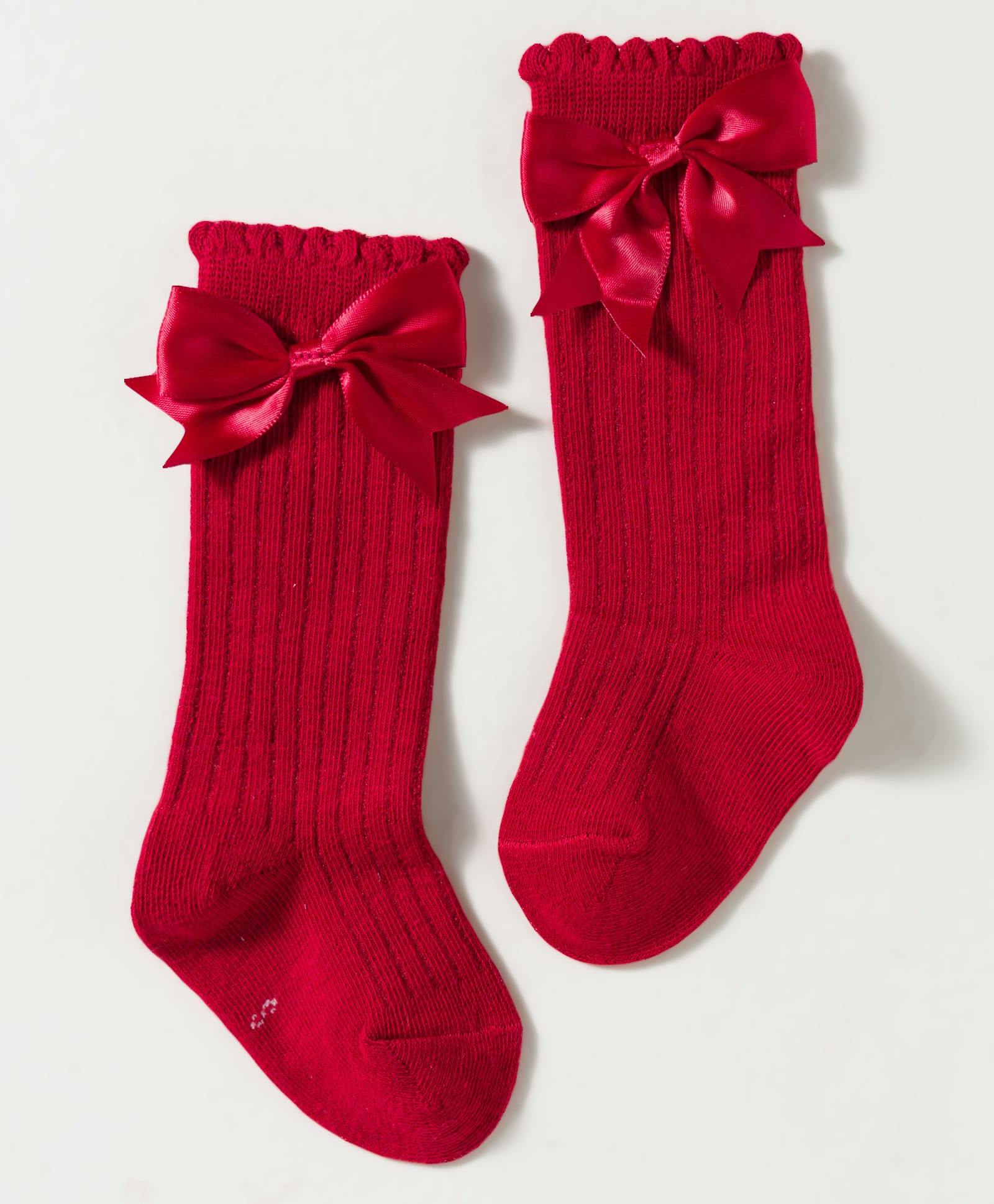 Cute Walk by Babyhug Non Terry Knit Calf Length Solid Party Socks with Bow Applique & Cable Knit Design - Red-picture-25