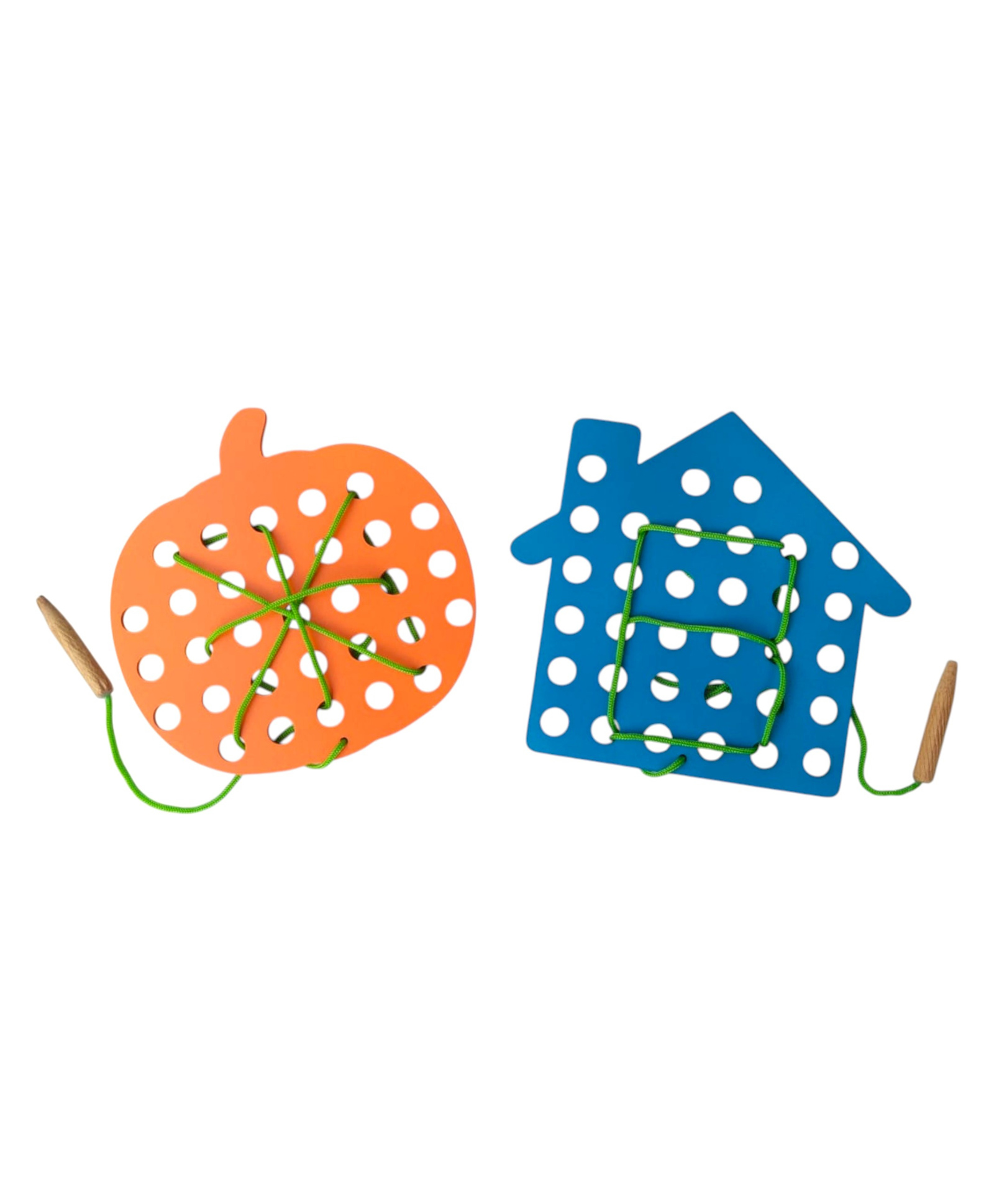 GYANOTOY Wooden Lacing Toy - Set of 2 | House & Pumpkin Shape - with Lacing Thread and Wooden Tips | 15x15 cm Each | Multicolor Non-Toxic Painted | Cognitive & Fine Motor Development | Age 3 Years+-image-29