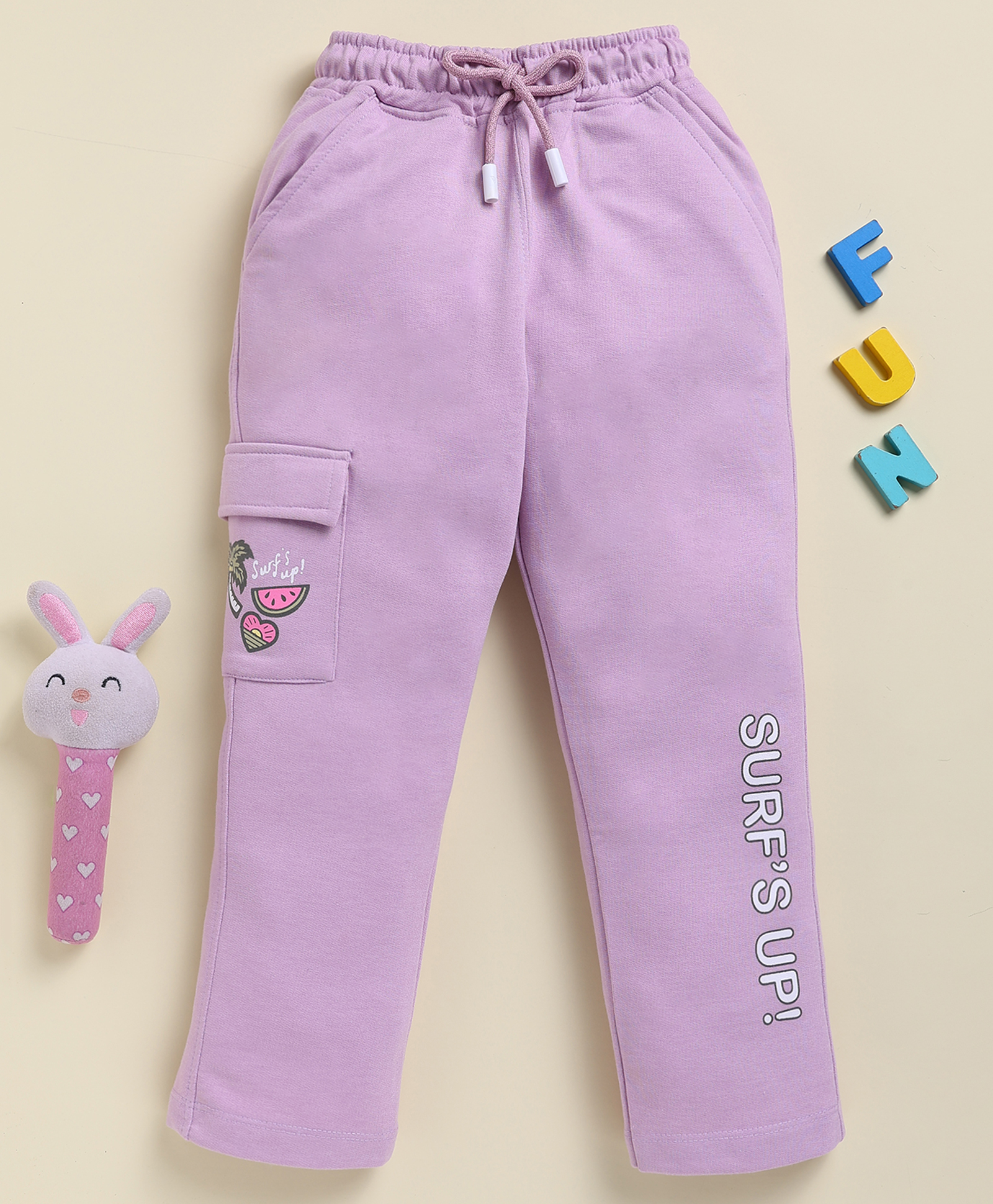 Biskid Cotton Knit Surfs Up Text Printed Trouser - Onion-picture-24