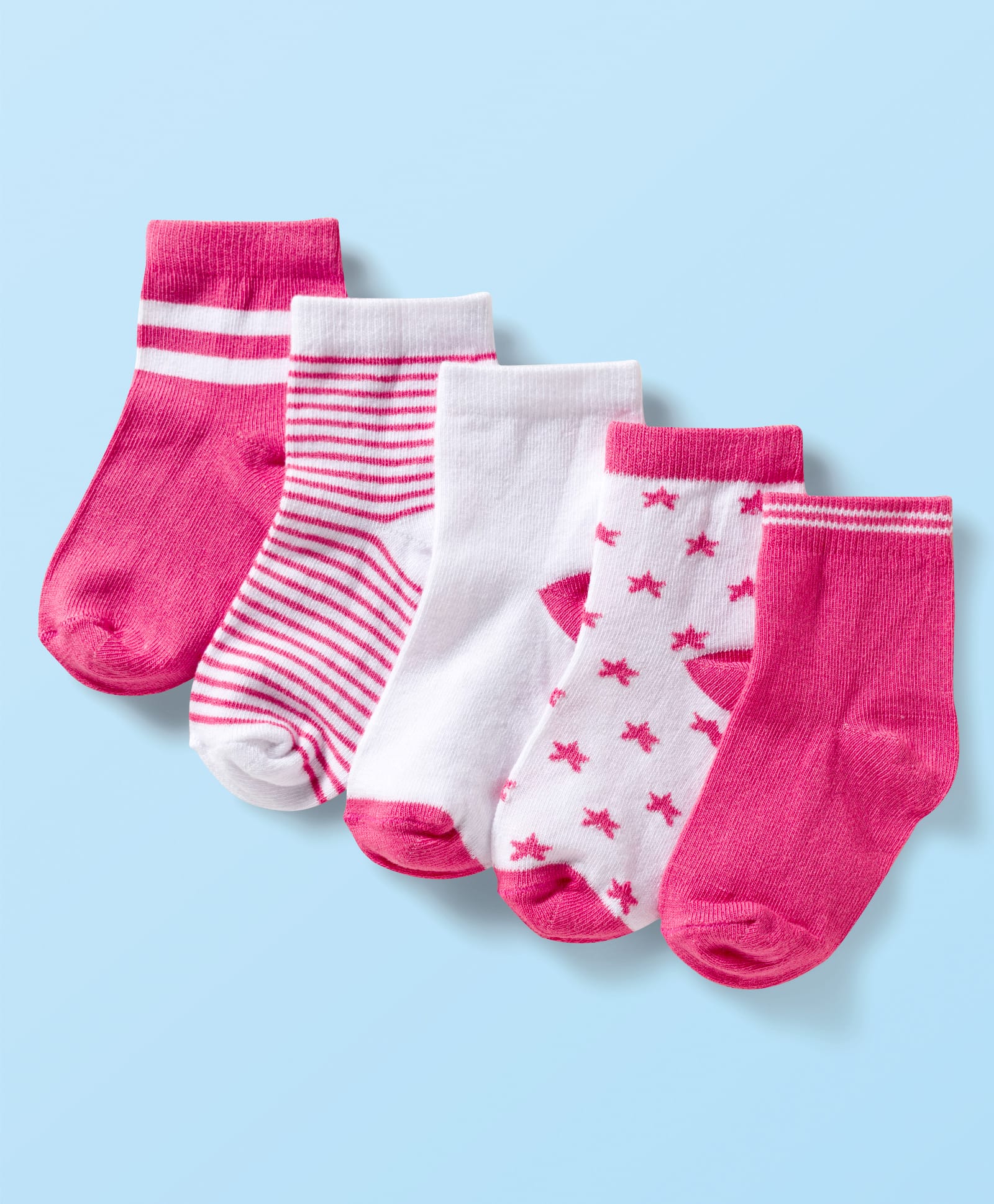 Cute Walk by Babyhug Ankle Length Anti-Bacterial Striped Socks with Star Design Pack of 5 - Multicolor-image-38