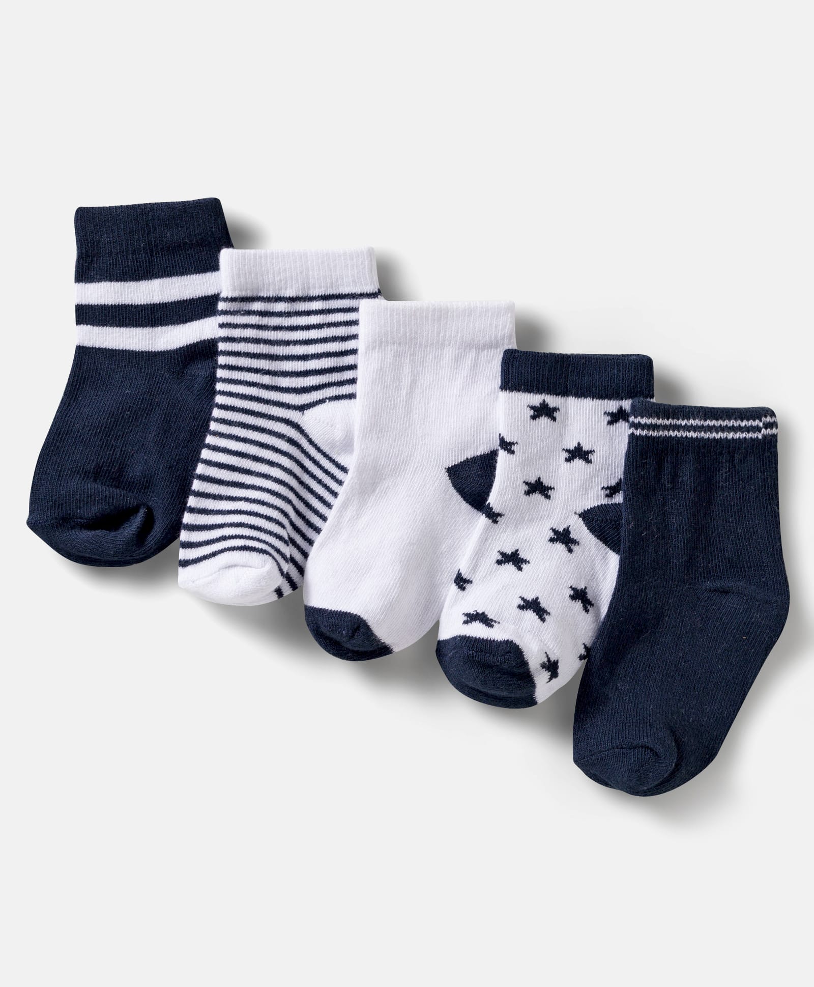 Cute Walk by Babyhug Ankle Length Anti-Bacterial Striped Socks with Star Design Pack of 5 - Multicolor