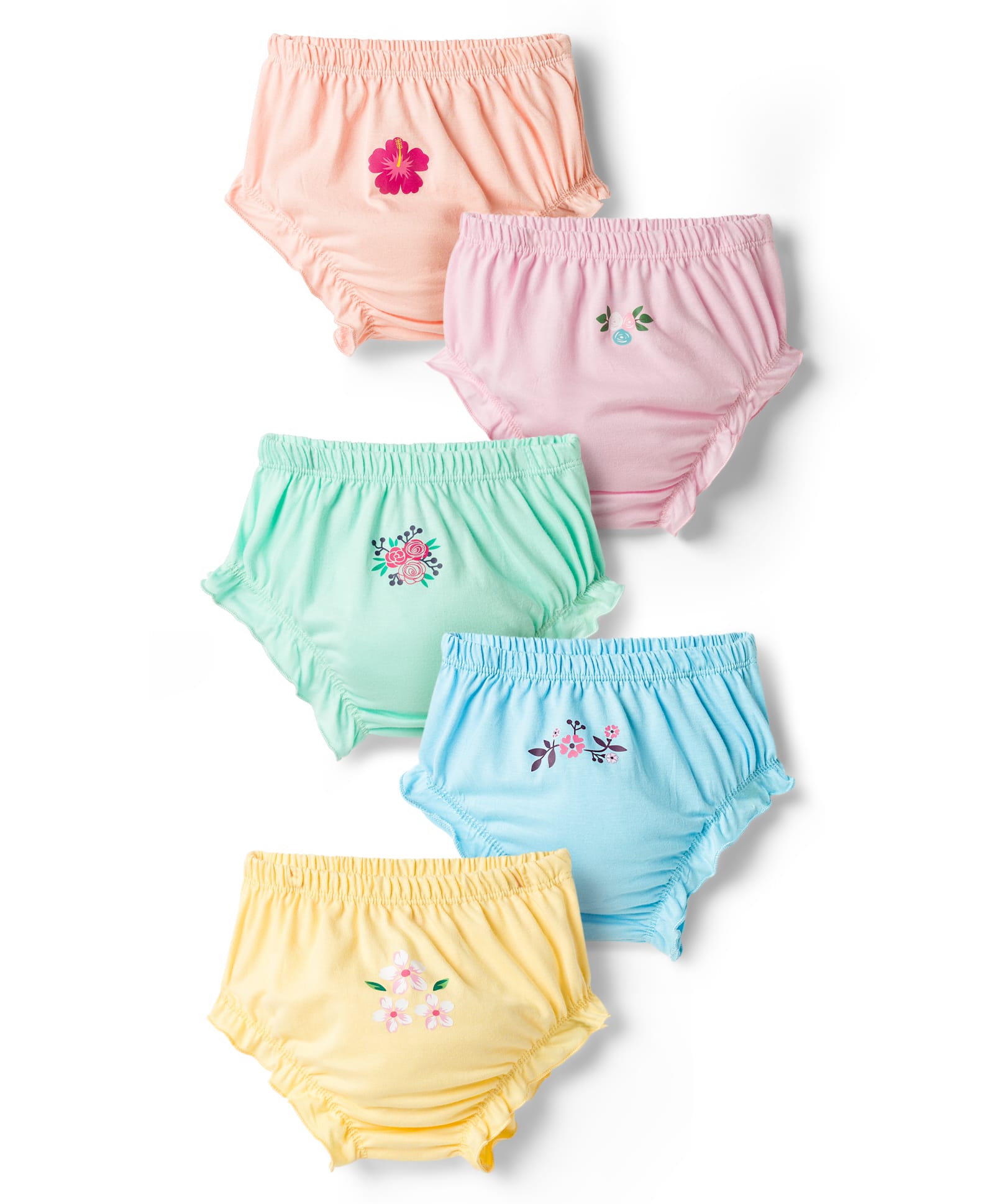 Babyhug 100% Cotton Knit Floral Printed Panties Pack of 5 - Multicolor-image-23