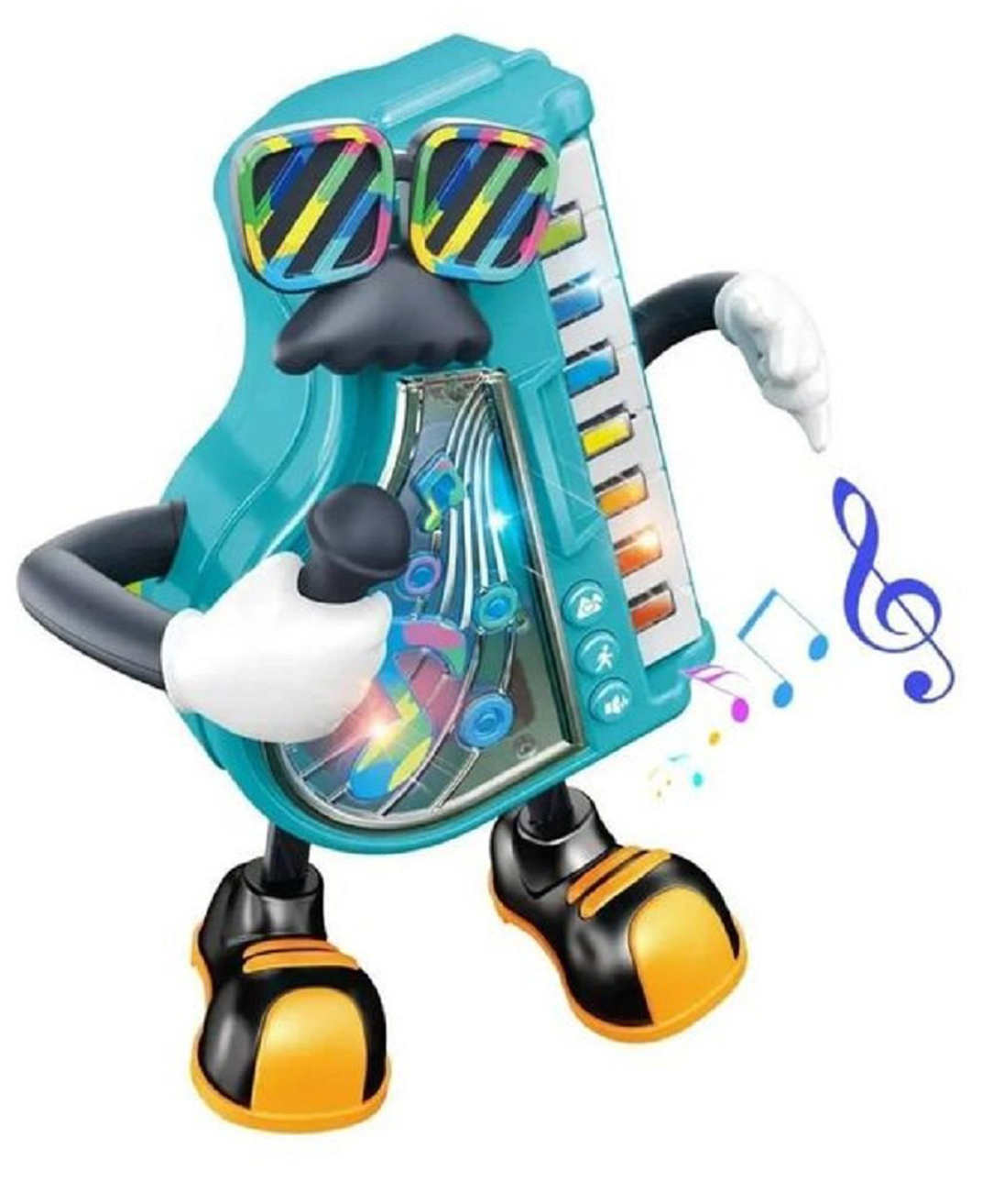 VELLIQUE Mr. Niko Electric Dancing Piano Robot Toy | Musical Light-Up Walking DJ Piano with Cool Sunglasses | Interactive Singing & Dancing Toy for Babies & Toddlers 18M+-image-9
