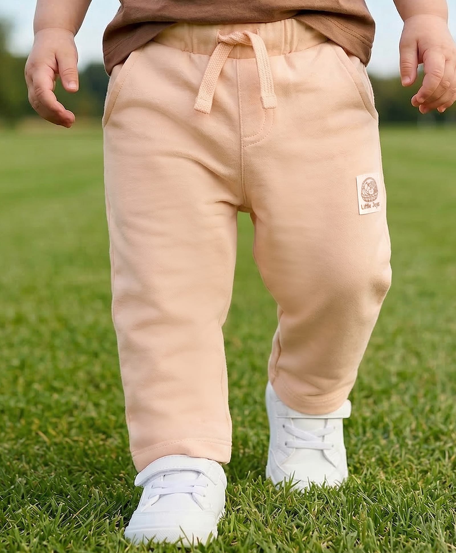Babyoye Cotton Lycra Woven Full Length Solid Color Trouser - Peach-picture-22