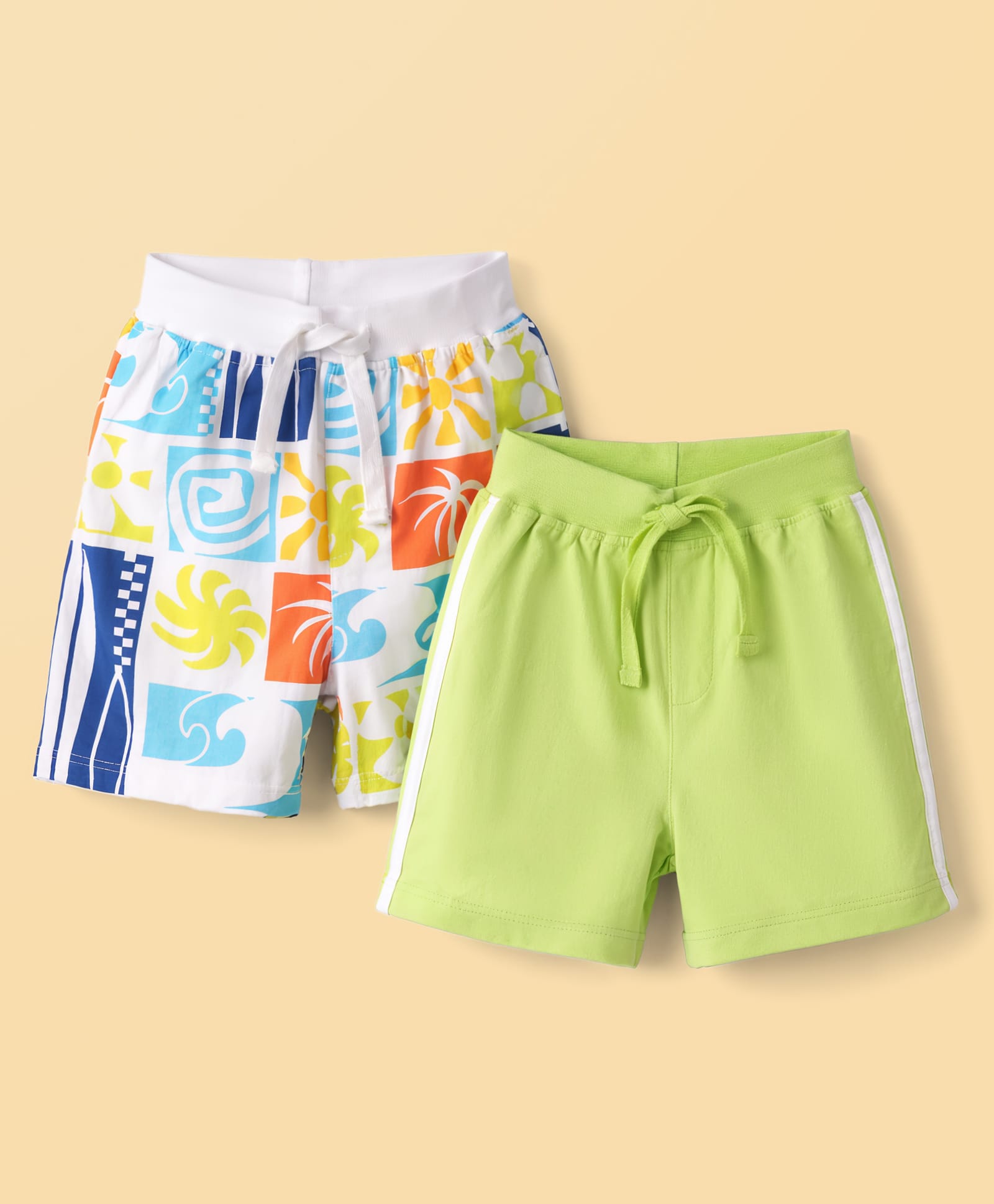 Babyhug Single Jersey Knit Mid Thigh Printed Shorts Pack of 2 - Multicolor-picture-25