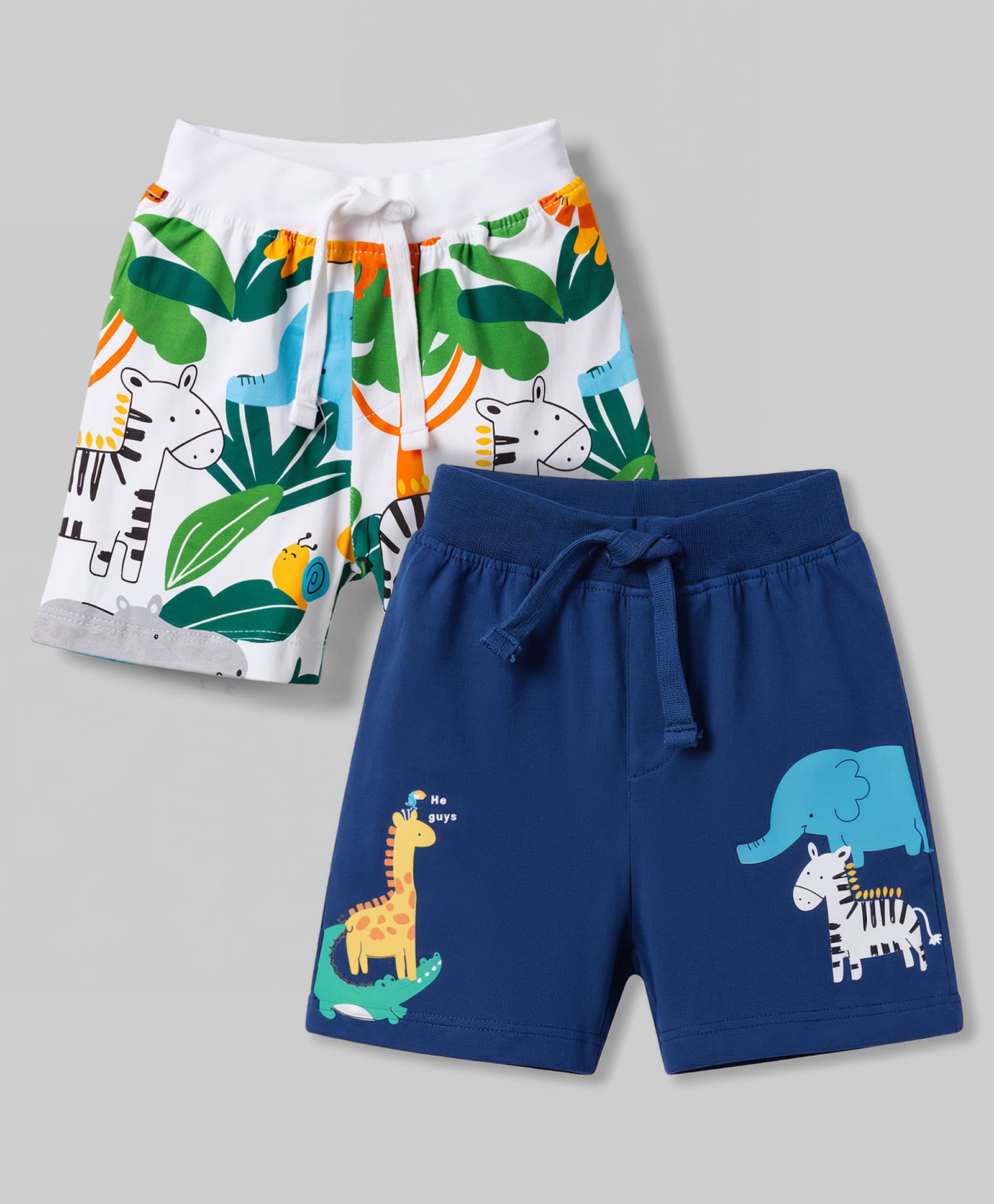 Babyhug Single Jersey Knit Mid Thigh Printed Shorts Pack of 2 - Multicolor-picture-22