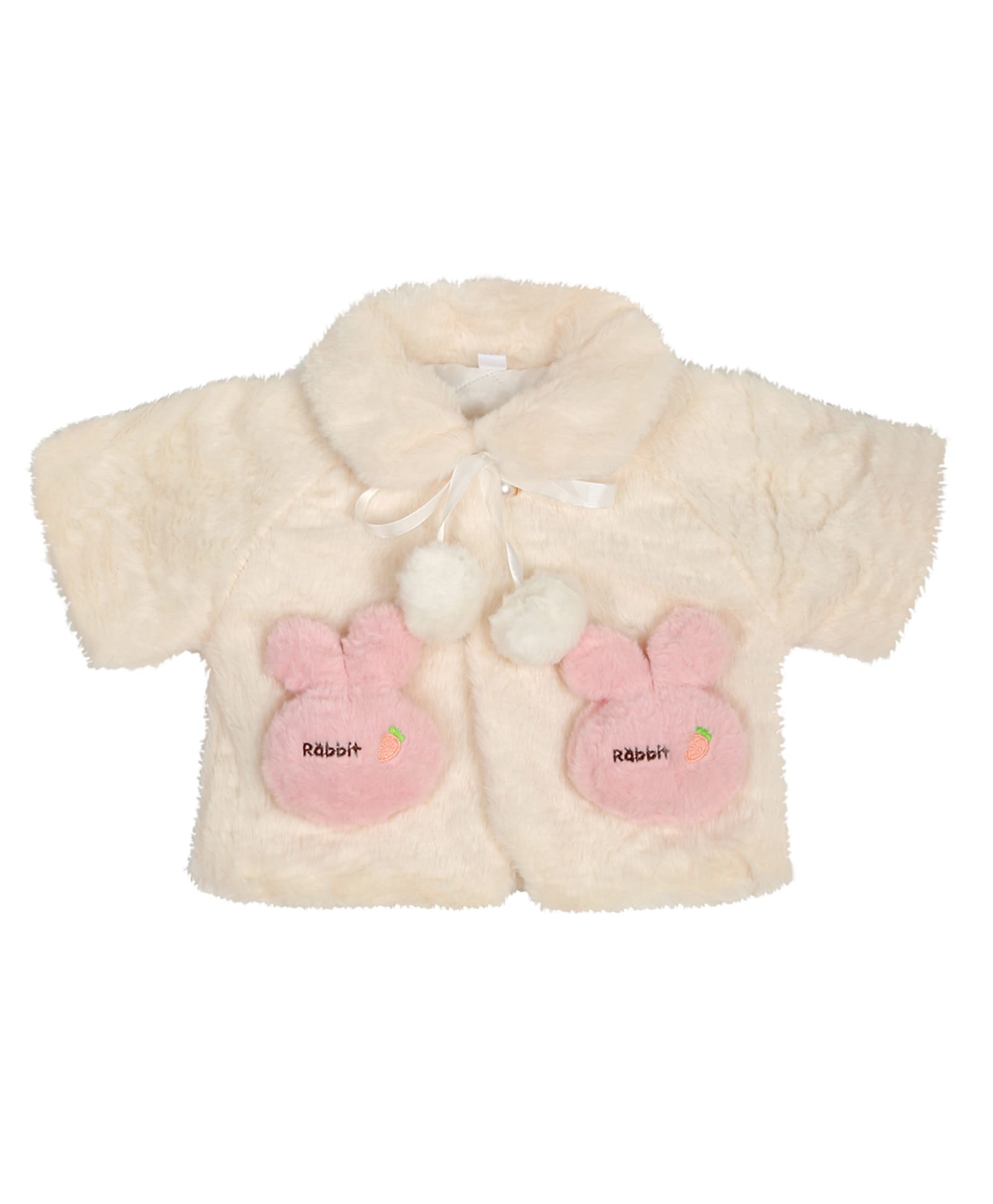 Little Ginnie Fleece Woven Full Sleeves Rabbit Applique Jacket - Cream-picture-10