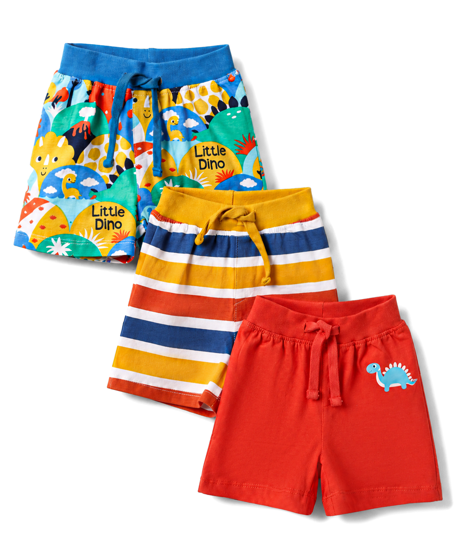 Babyhug Single Jersey Knit Mid Thigh Printed Shorts Pack of 3 - Multicolor-picture-10
