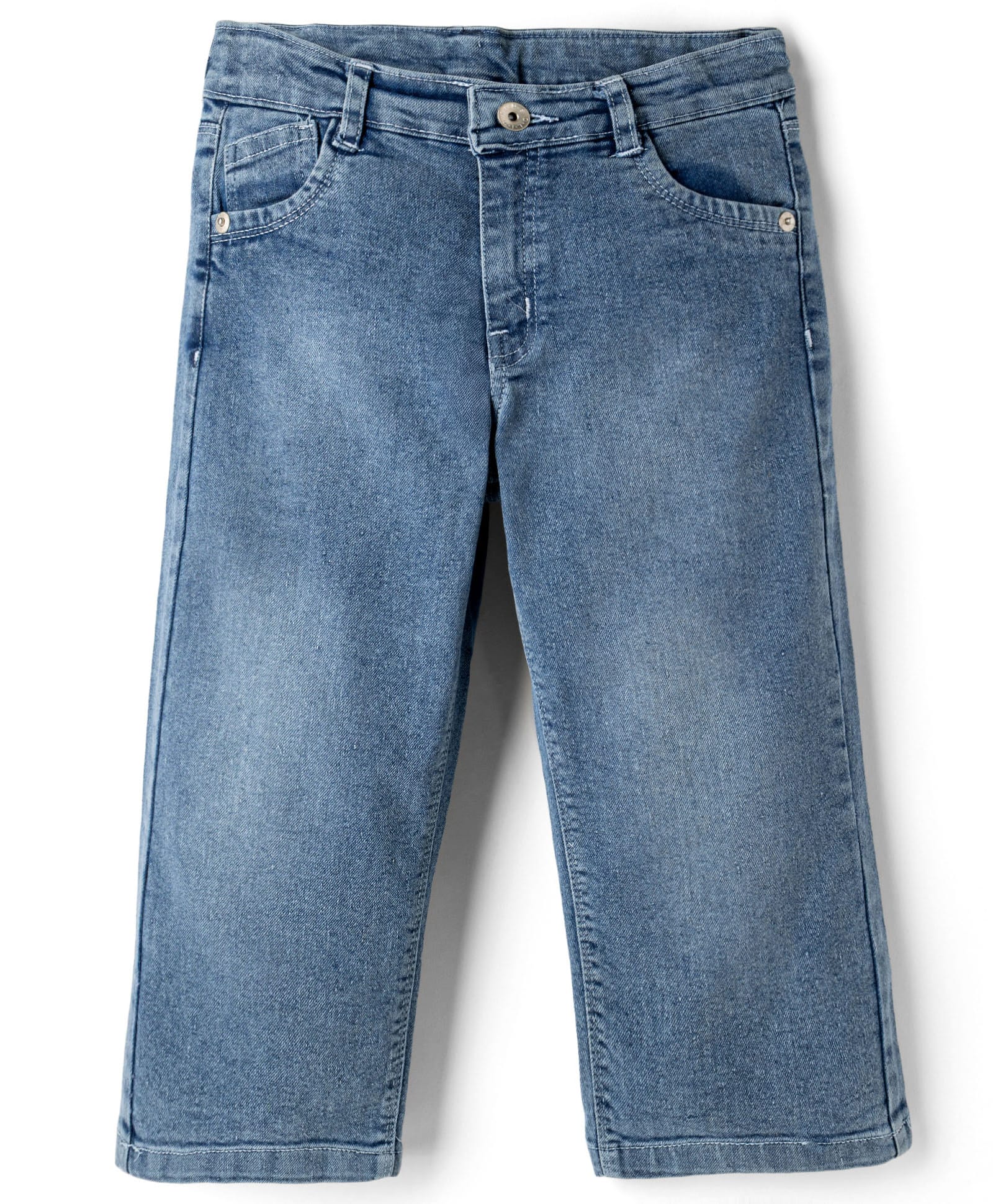 Olio Kids Denim Woven Full Length Solid Color Jeans - Light Blue-picture-23