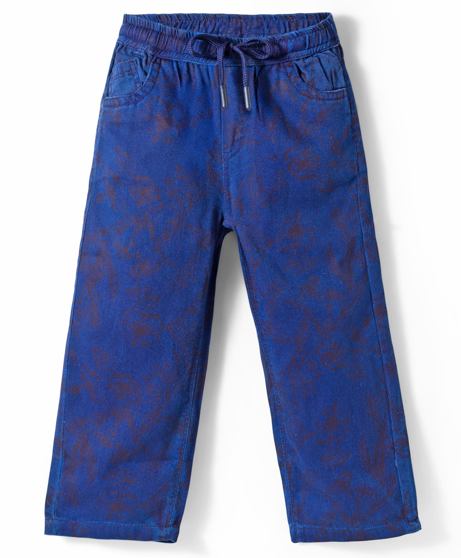 Olio Kids Woven Full Length Denim Jeans With Floral Print - Navy Blue-picture-27