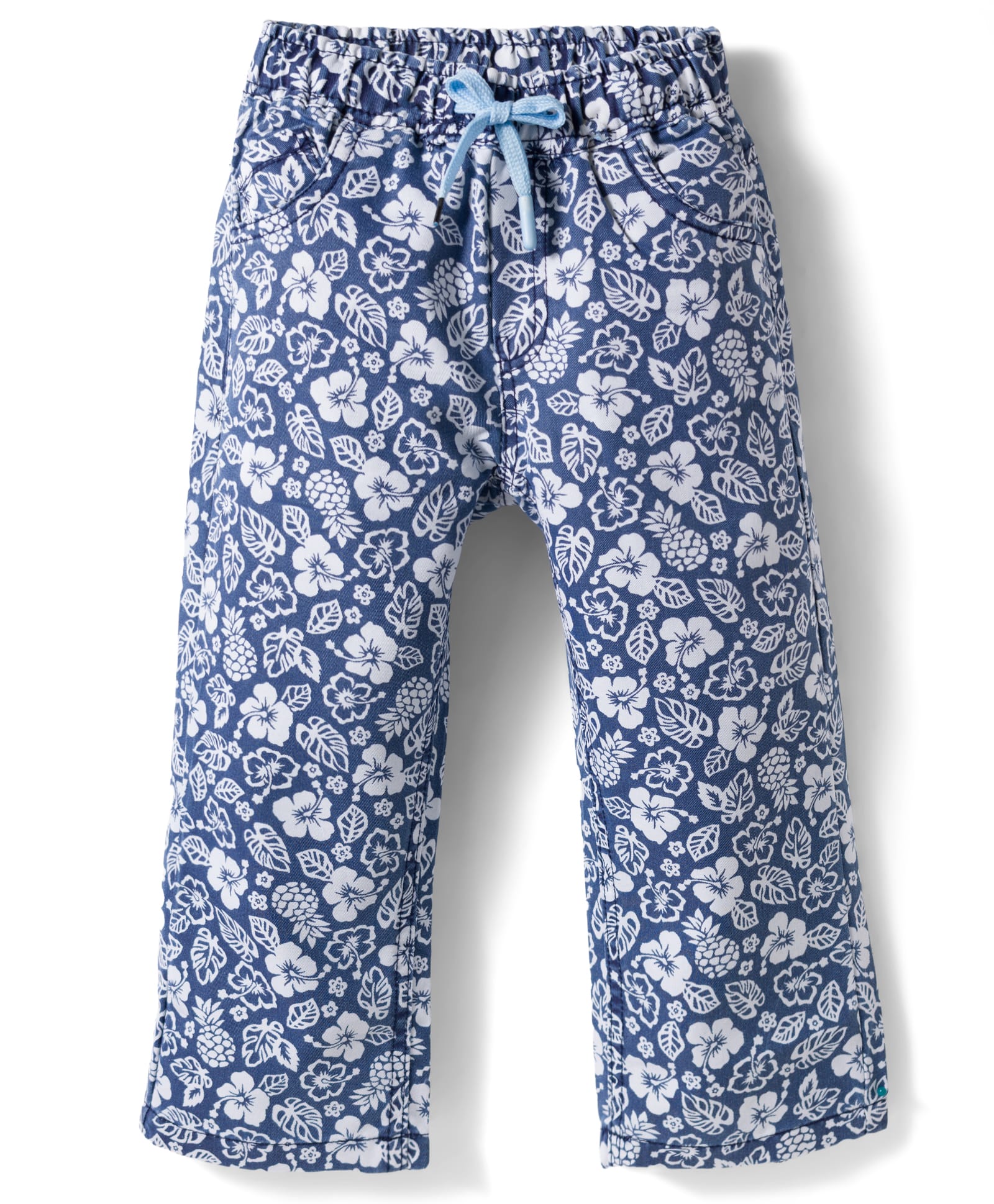 Olio Kids Woven Full Length Denim Jeans With Floral Print - Navy Blue-picture-12