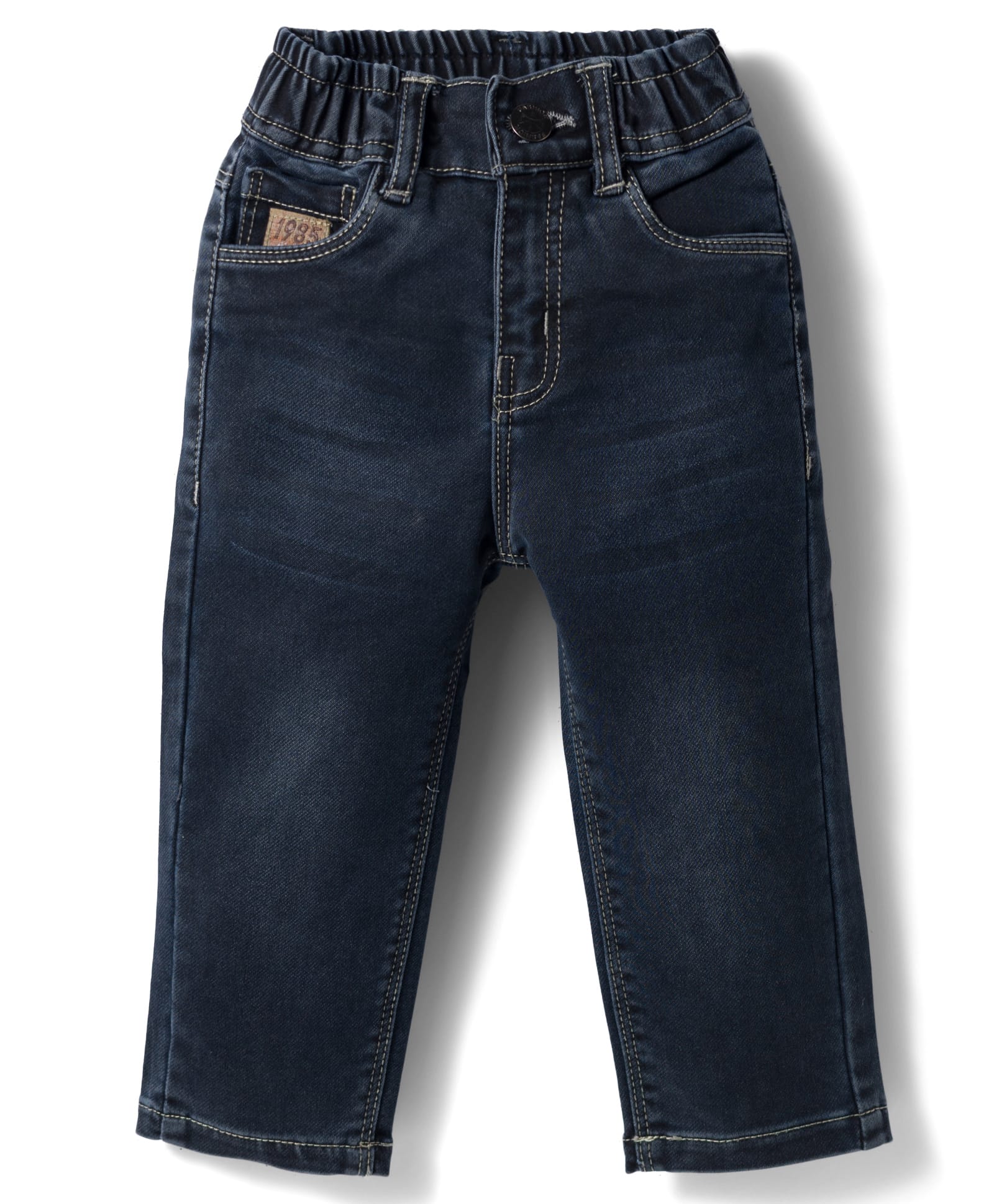 Olio Kids Denim Woven Full Length Solid Jeans With Patch - Navy Blue-picture-26