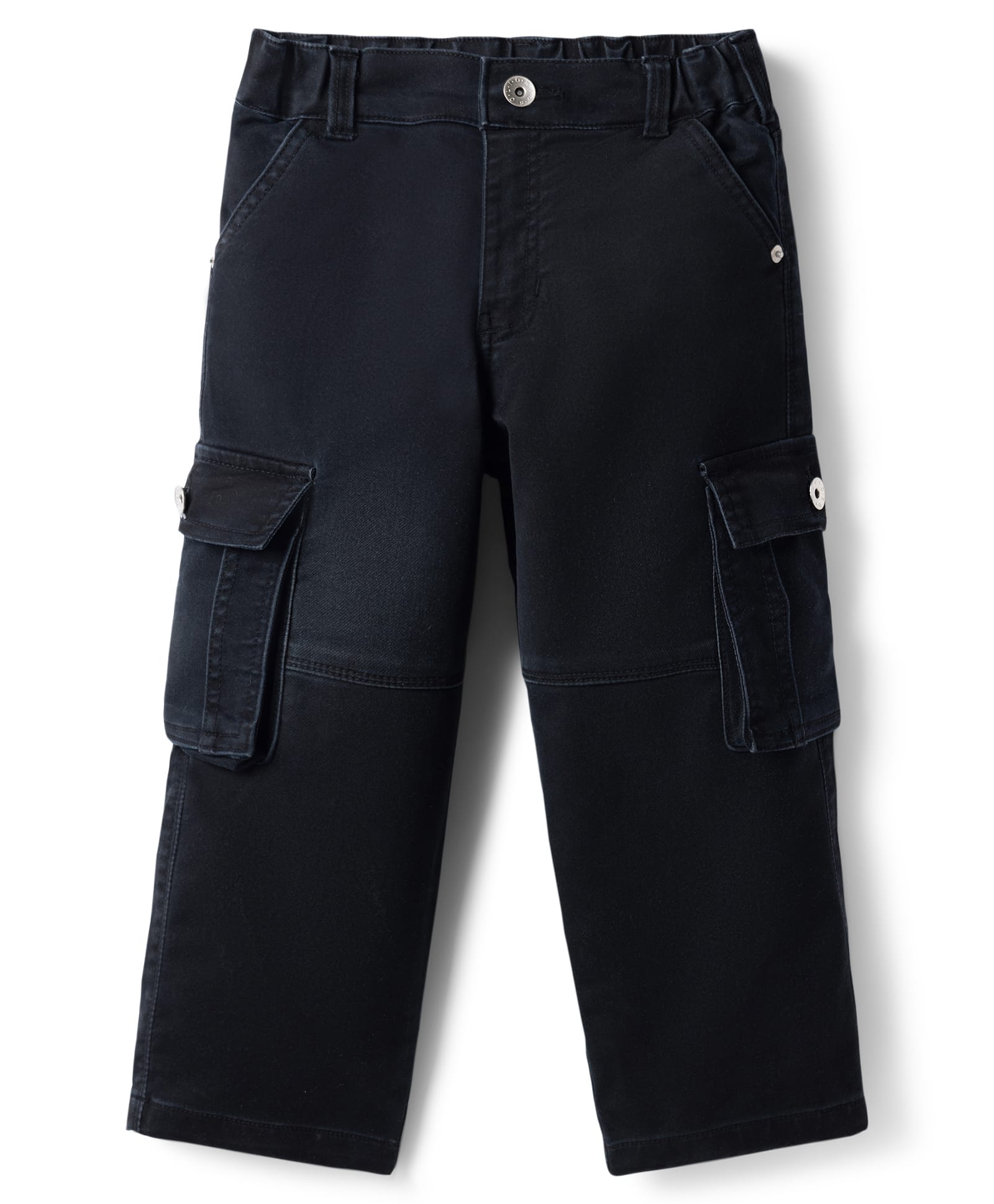Olio Kids Denim Woven Full Length Solid Jeans With Cargo Pockets - Black-picture-24
